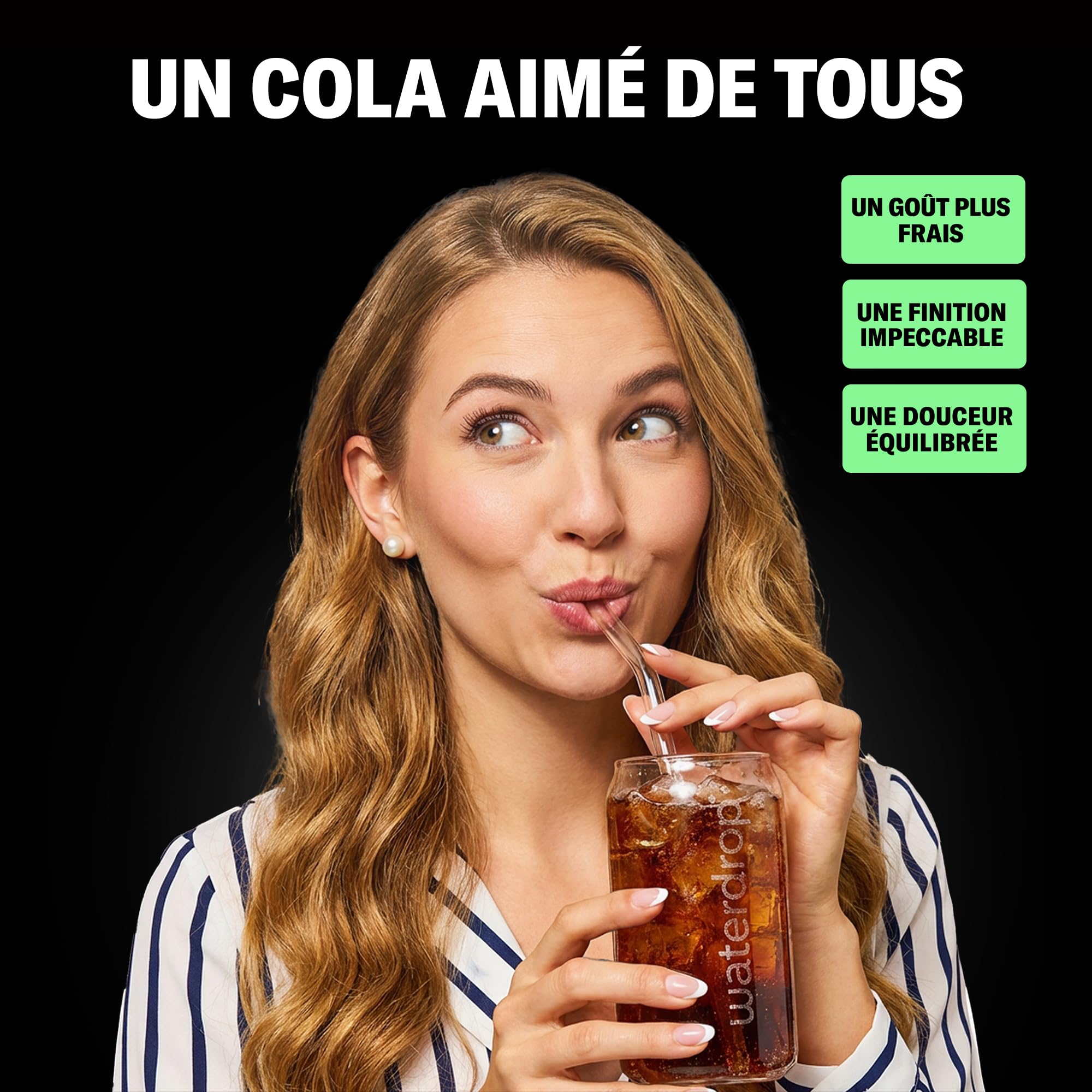 waterdrop® Cola Nouvelle Recette – 36 Pastilles Aromatisées pour l'Eau Sans Sucre, Cubes de Boisson pour Eau Aromatisée, Alternative aux Boissons Gazeuses avec Vitamines C et B, Zero Calorie