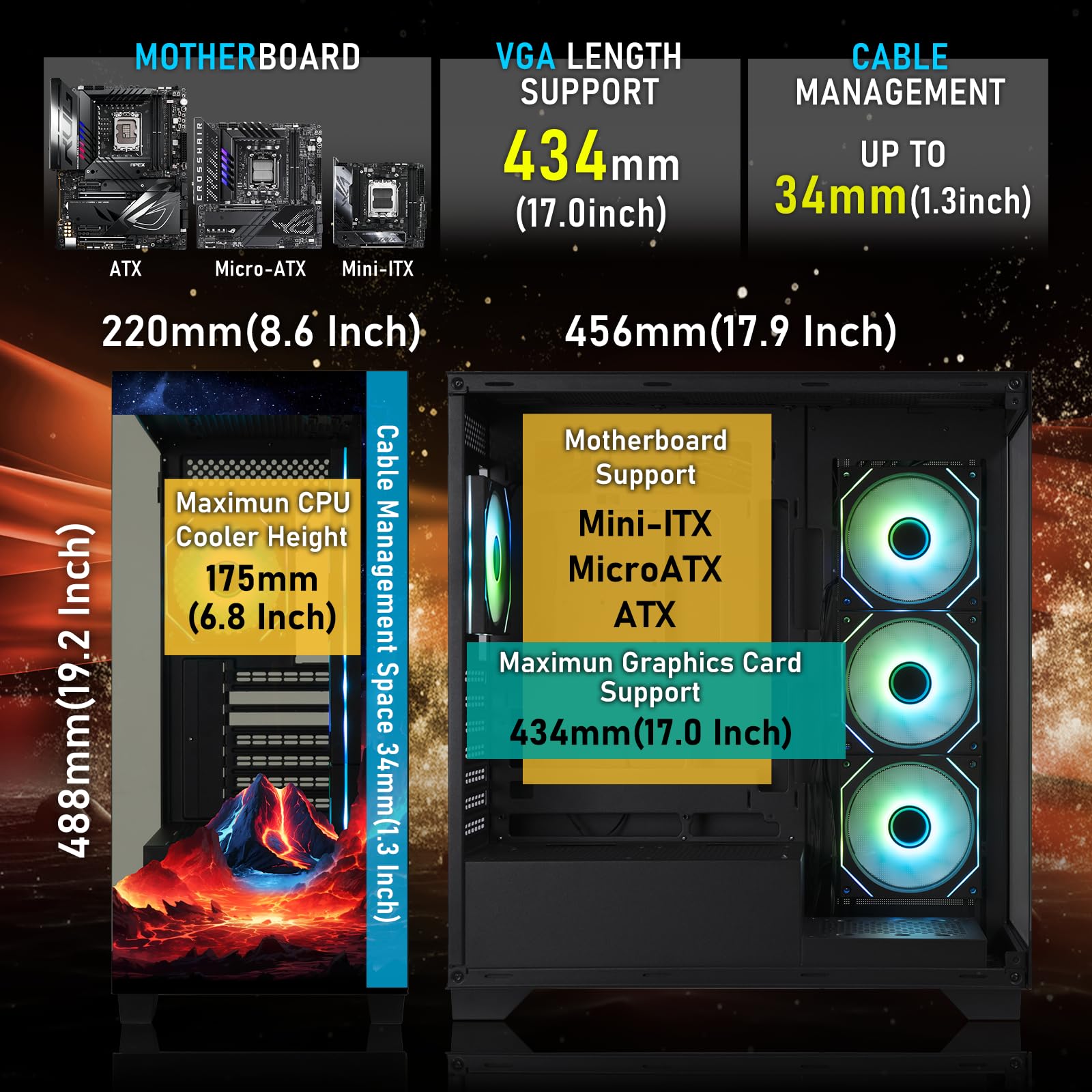 Custodia per PC Medio Torre BITFENIX CETO Premium Edition Volcano (nero)