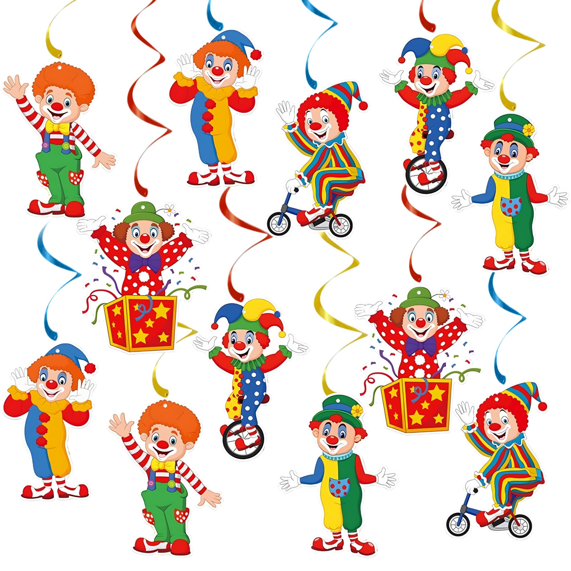 LaVenty Carnival Clown Hanging Swirl Decoration Colorful Circus Clown Theme Carnival Theme Party Decor Baby Shower Decor Birthday Favor