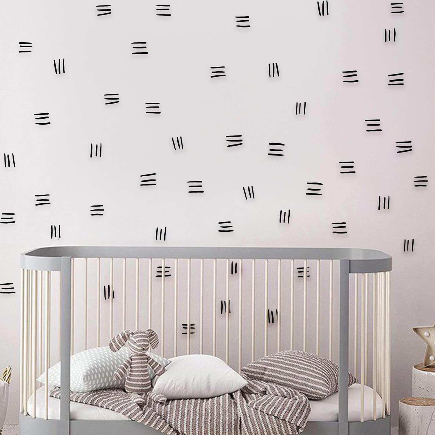 3 Small Line Black Wall Decals Line Wall Stickers, Modern Hand Drawn Lines