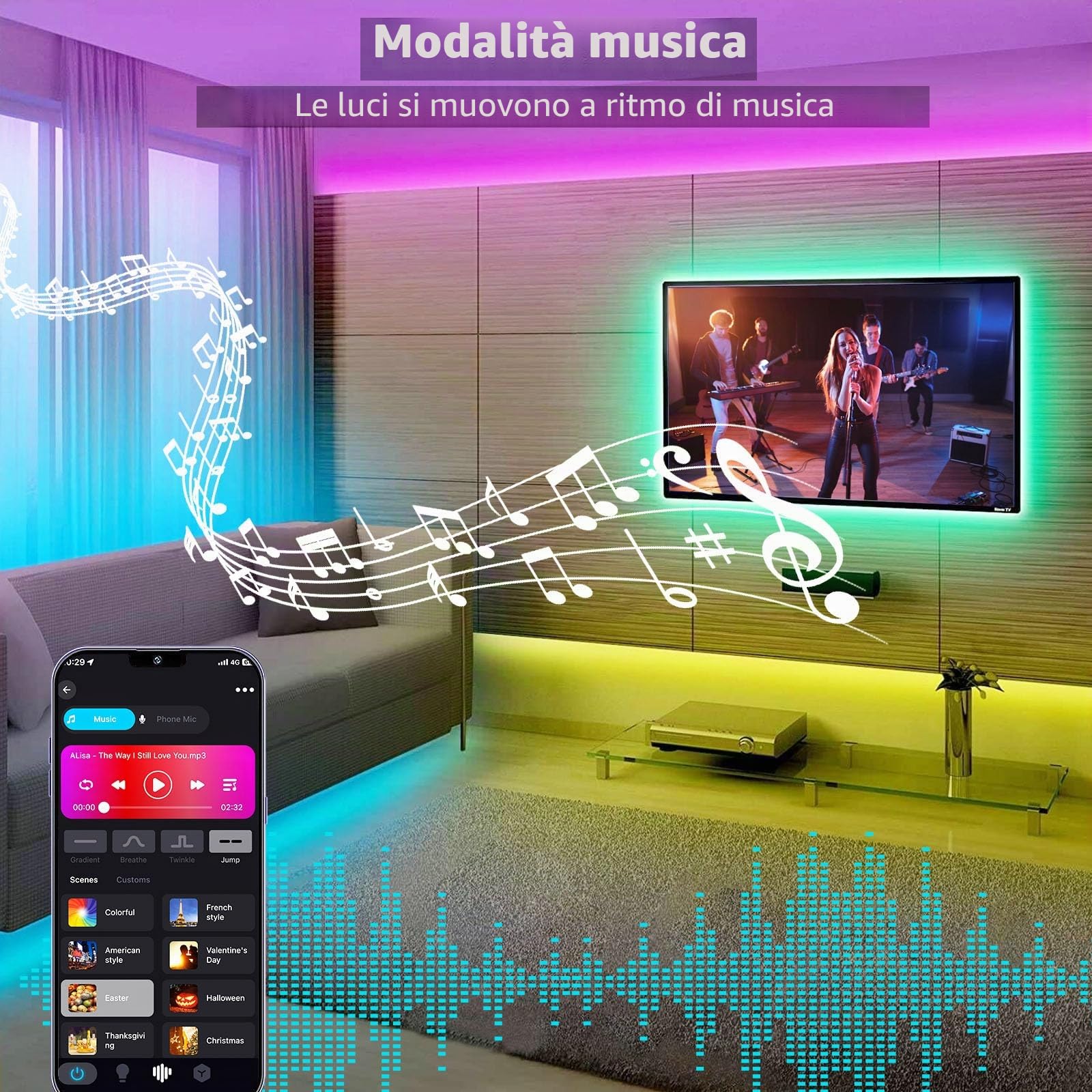 Striscia luminosa LED intelligente da 10 m, WIFI COB RGBW+bianco caldo, 24 V, 672 LED/M, 6720 LED, funziona con Google Home Assistant/Alexaz