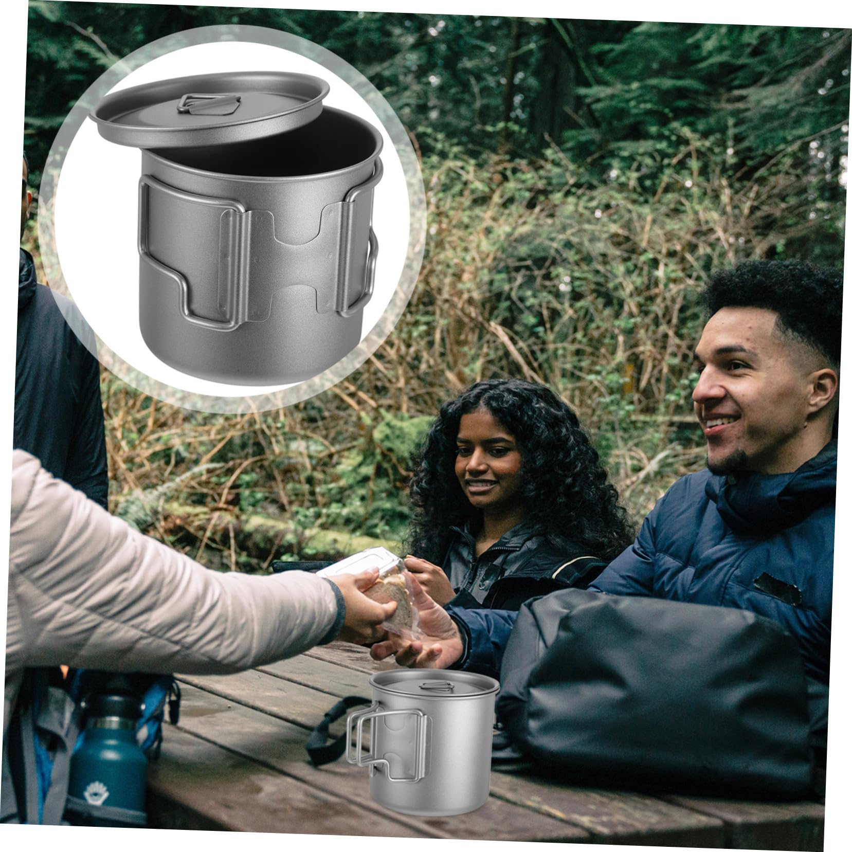 Mipcase Becher isolierten mit Titan Kaffeebecher und Griff Klappbarem Deckel Singlelayer Faltbarer Design mit Aufbewahrungstasche Outdoor für Picknicks für Camping