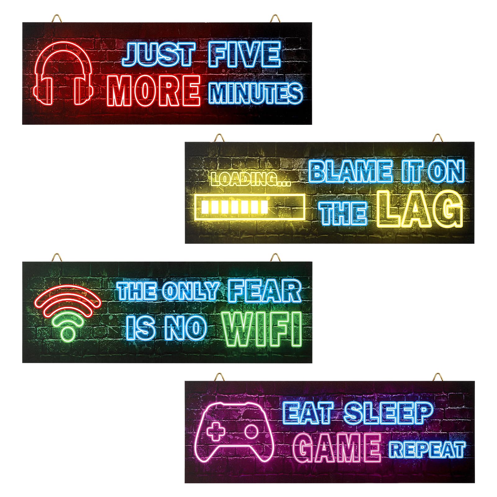 TNSLAND 4 Carteles de Maderapara Juegos Gaming Decoracion Pósteres de Madera Para Juegos Juego de Cuadros de Pared Para Sala de Estar Decoración de Pared Para Habitaciones de Cuadros de Pared