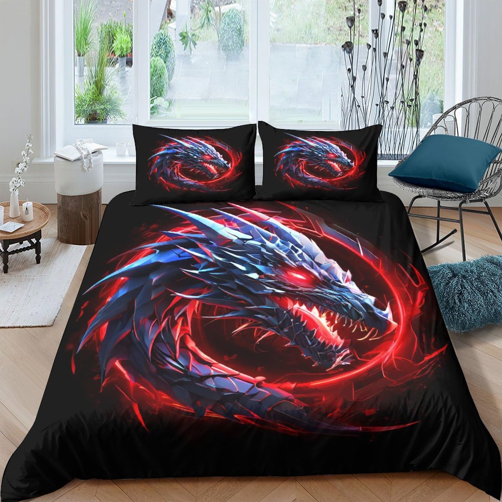 Qpirinmex Girls Flying Dragon-5 Flying Dragon 3D Duvet Cover Soft Comfortable Quilt Cover Breathable Quilt Cover Comforter Cover For Boys Bedding Set Double（200X200cm）