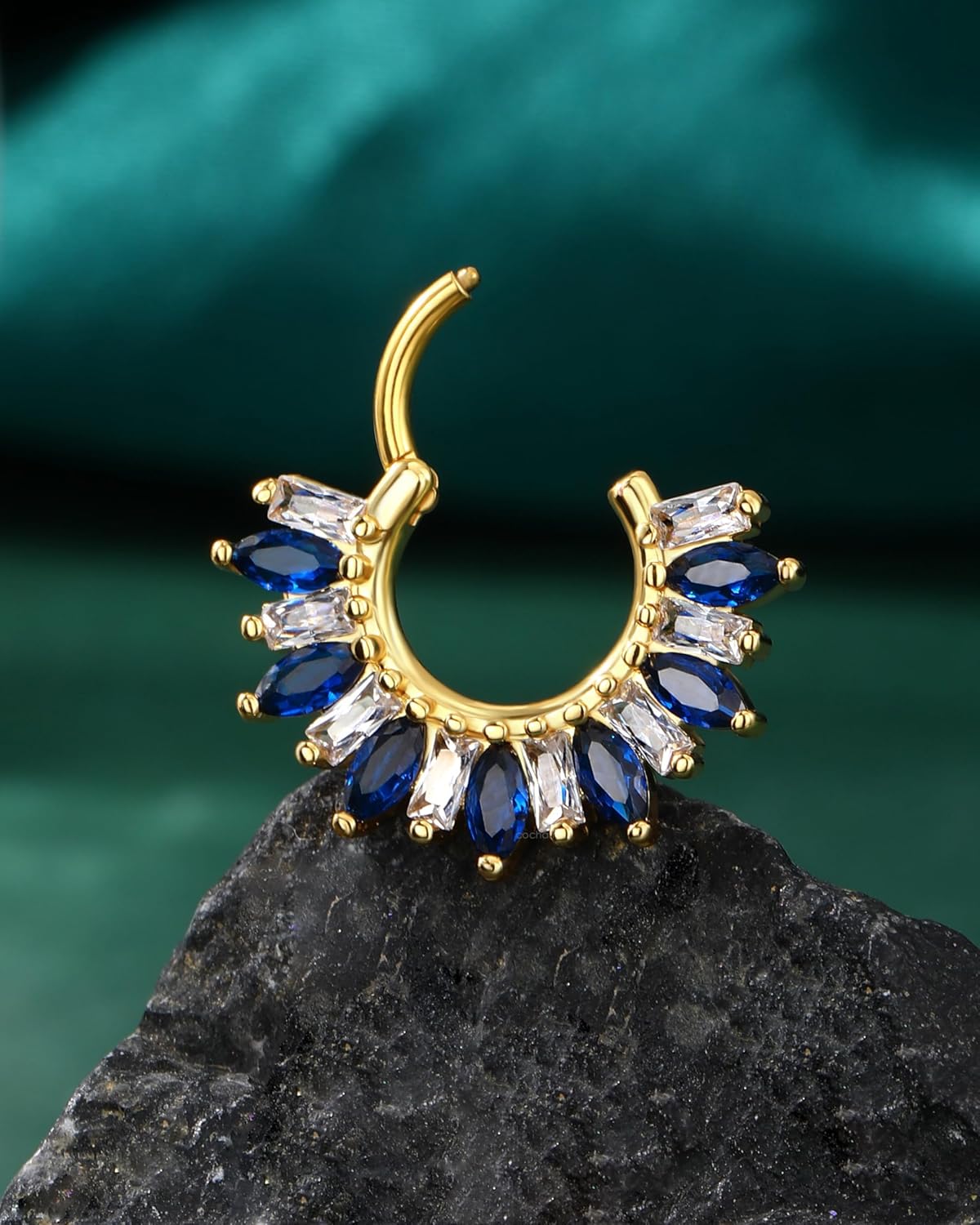 COCHARM Dainty Flower Septum Rings 16G Sparkly Septum Jewelry Clear CZ Helix Daith Earrings for Women Stainless Steel Daith piercing jewelry - Image 5