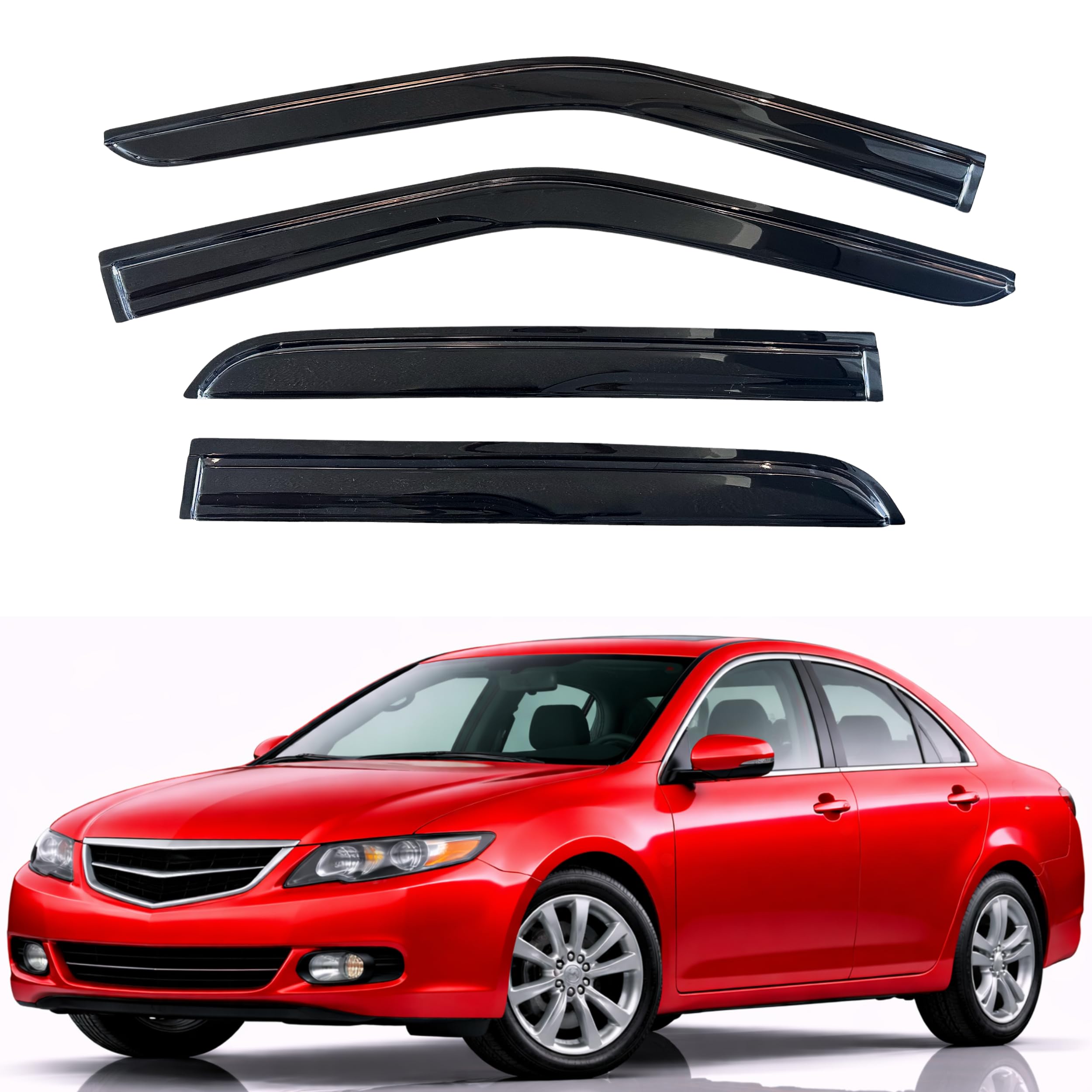 KPY Rain Guards Fit for 2004-2008 Acura TSX, Out-Channel Window Visors Vent Wind Deflectors 4PC, Car Accessories for 04-08 Acura TSX