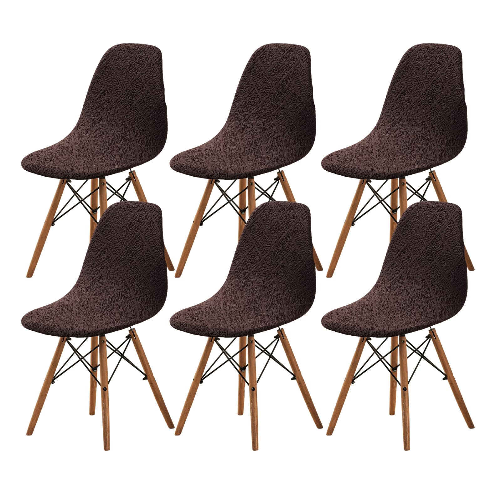 GOSTADY Dining Chair Covers Set of 6, Mid Century Modern Dining Room Chair Covers Jacquard Shell Chair Cover, Stretchable Armless Chair Slipcover for