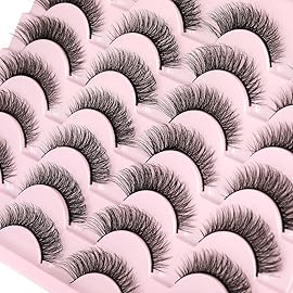 Wispy Mink Lashes 14mm 3D False Eyelashes Natural Look Cat Eye Short Strip Lashes Pack by Kiromiro