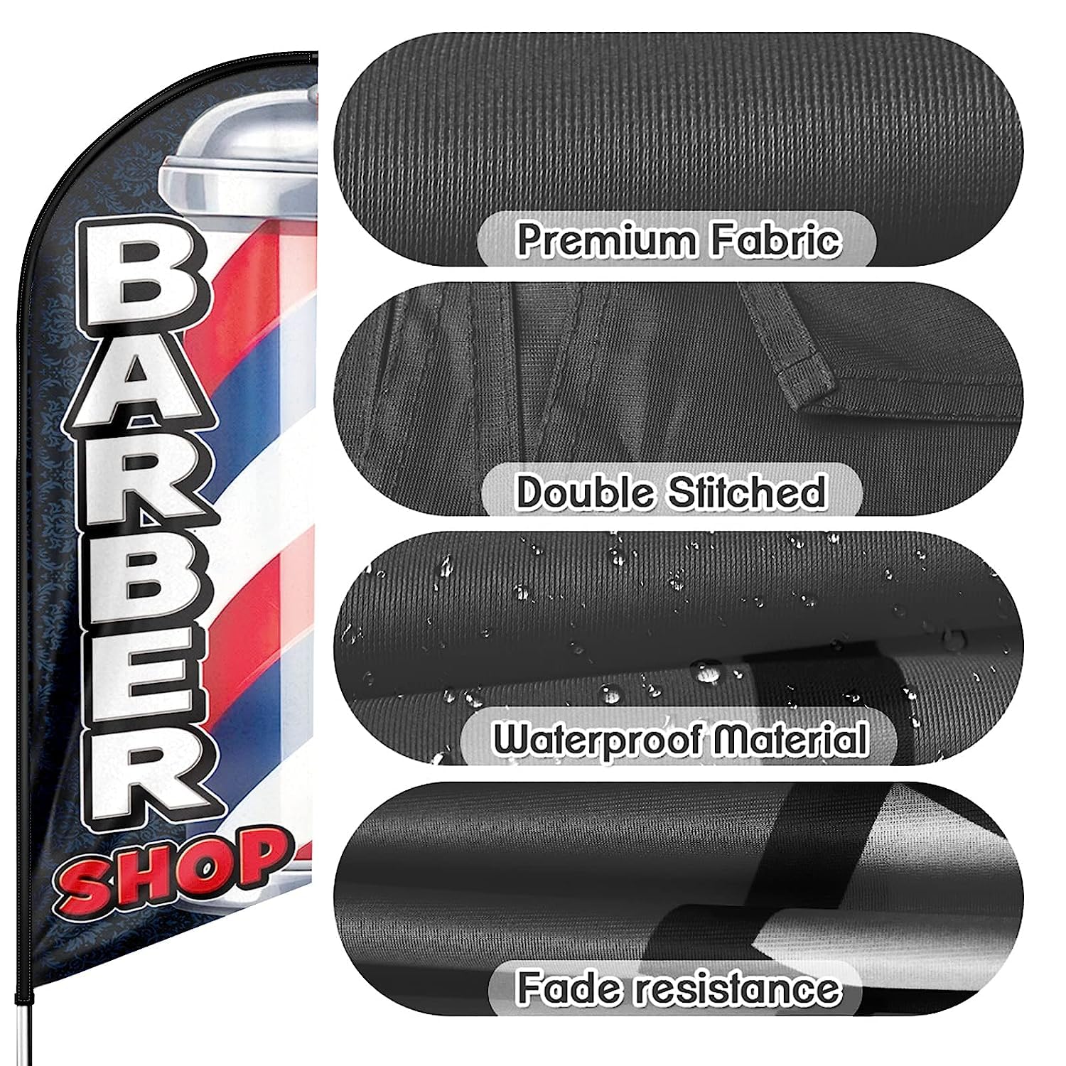 Barber shop Swooper - Kit de mástil de bandera de 11 pies, bandera de plumas publicitaria, carteles para empresas y escaparates
