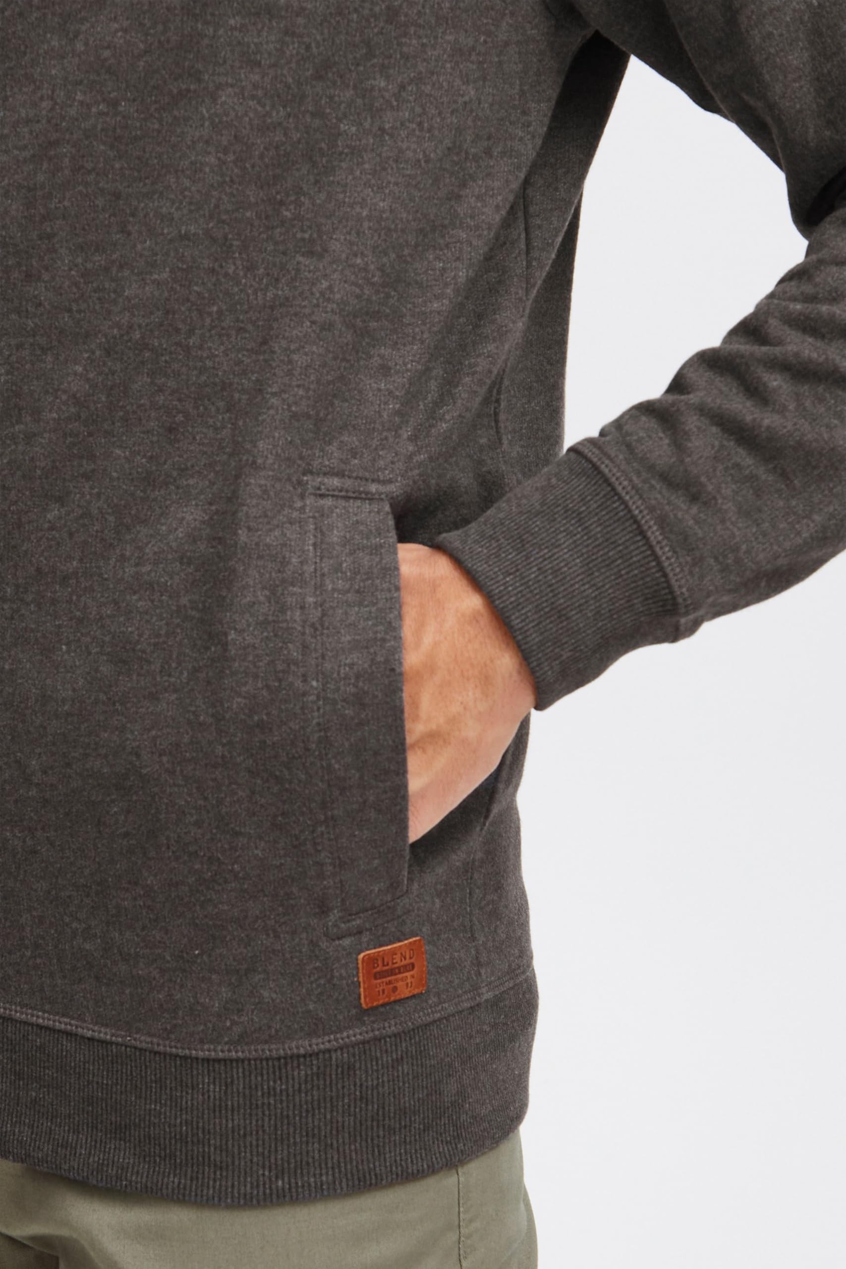 BLEND BHAlio Homme Veste en Sweat Cardigan Sweatshirt avec Fermeture éclair Col Montant Poignets côtelés Mélange de Coton Regular Fit