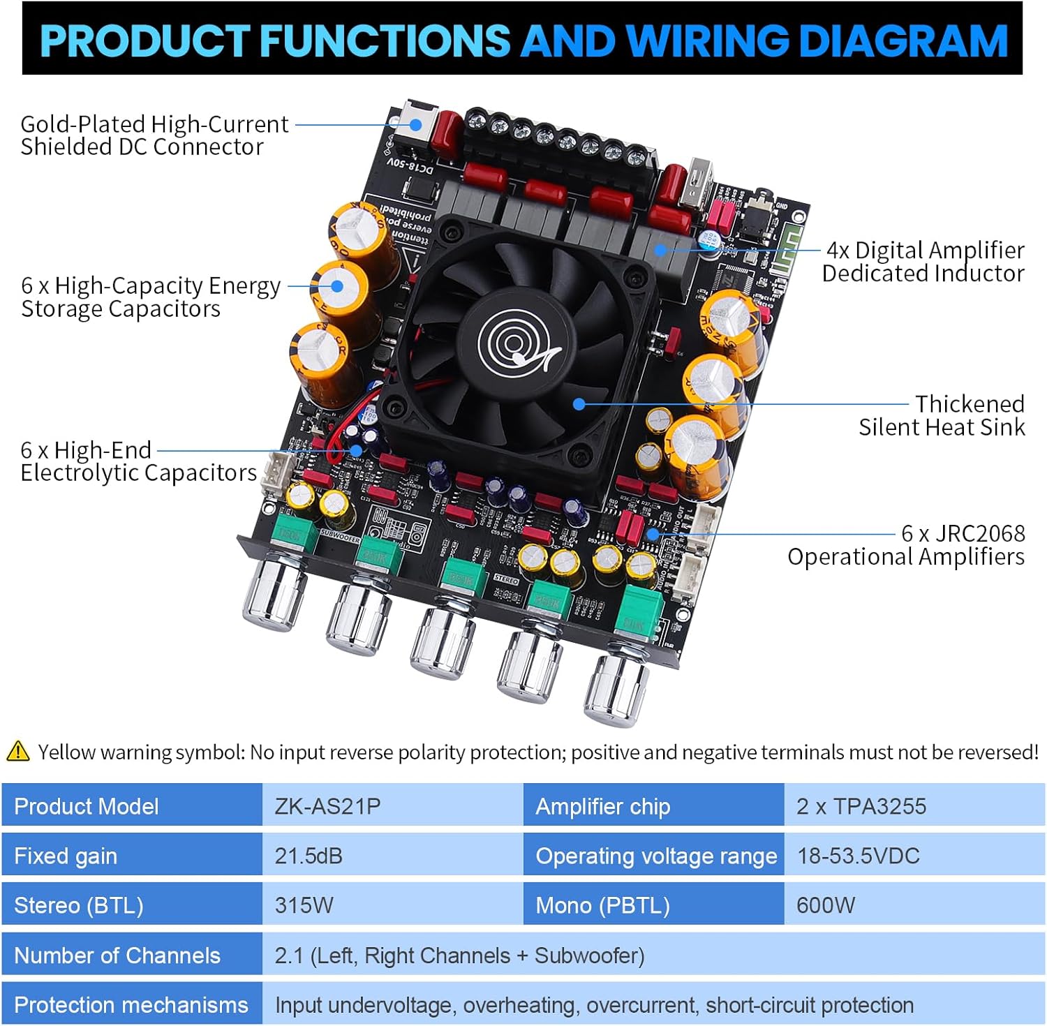 ZK-AS21P Amplifier Board Specifications Table