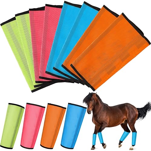 Set of 16 Mesh Fly Boots for Horse Breathable Mesh Horse Boots Protective Horse Leg Wraps Horse Leggings for Preventing Flies and Mosquitoes Bites