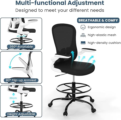 Miniatura 5 de Silla de oficina ergonómica, cómoda silla giratoria para tareas de oficina en casa, silla de escritorio para redacción de computadora, función de