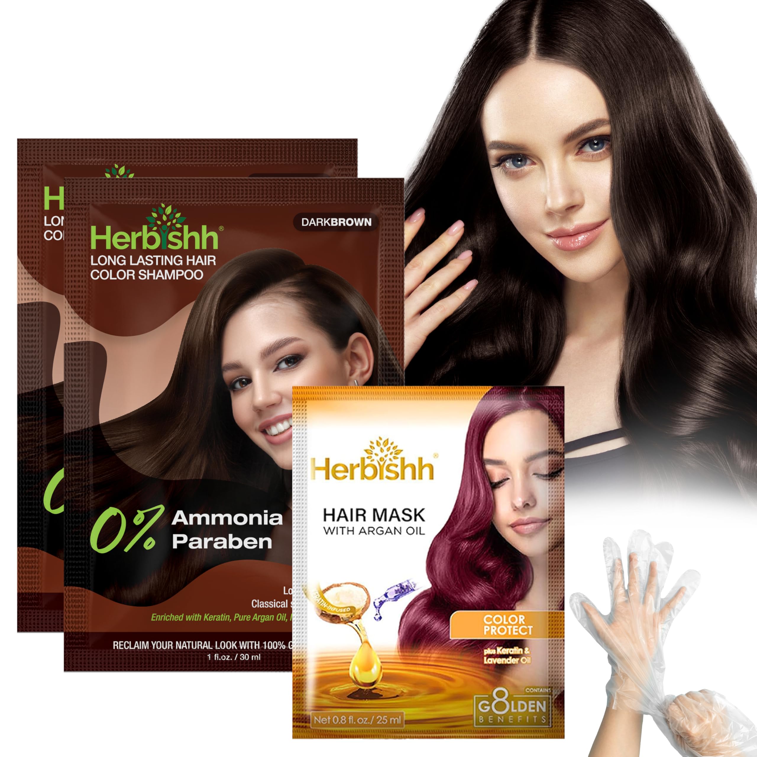 Dark Brown Color Shampoo for Gray Hair, Hair Dye Shampoo 3 in 1, 100% Grey Coverage for Men & Women, Long-lasting & Travel-friendly, Ammonia-free, 30 ml (Pack of 2)