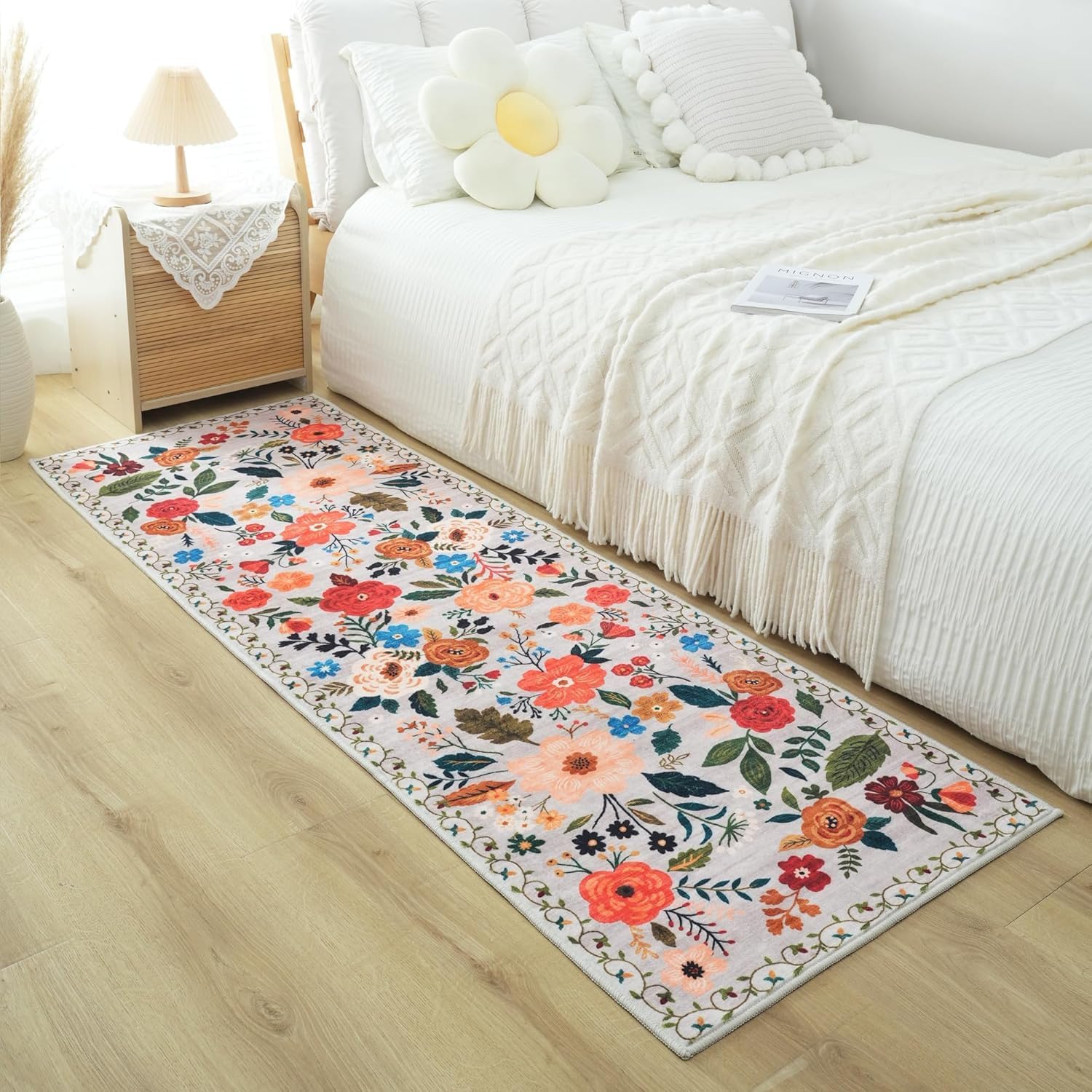 Floral Runner Rug - Soft, Washable & Non-Slip -3