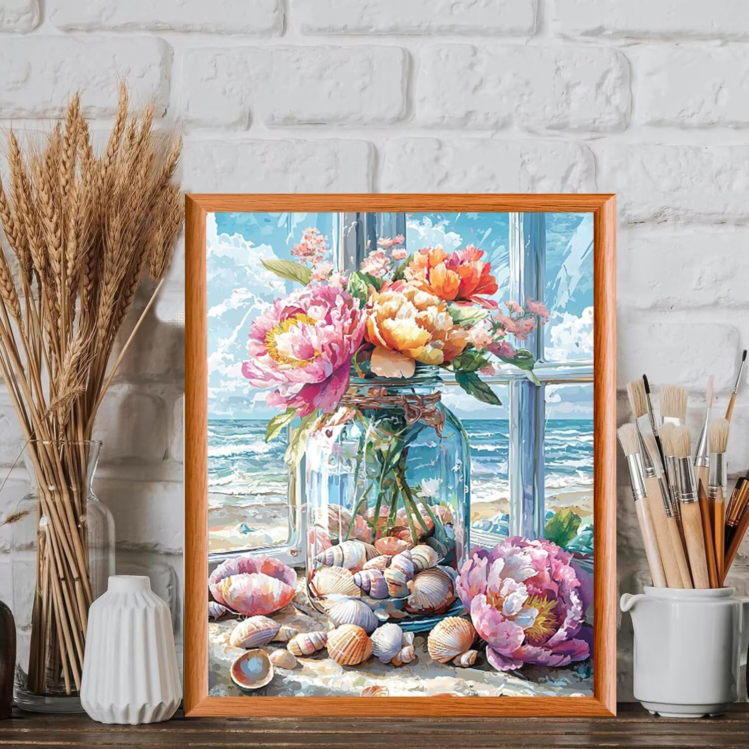 WEISHIWE Krajobraz piwonii Malowanie według liczb Dorosłych, 60x80cm w-688