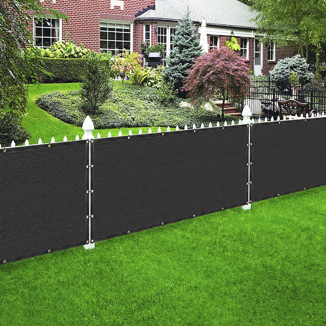6' x 5' Black Privacy Screen Fence Cover Panel Shade Cloth Fabric for Chain Link Fence Driveway Playground Yard Garden Farm UV Protection