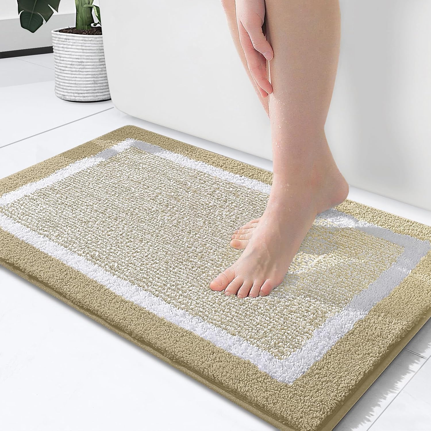 OLANLY Bathroom Rugs 24x16 Extra Soft and Absorbent Microfiber Bath Mat Non-Slip Machine Washable Quick Dry Shaggy Bath