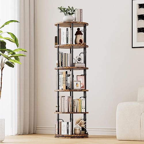 Estantería giratoria de 5 niveles, estantería giratoria de 360, organizador giratorio vertical para espacios pequeños, esquina, sala de estar,