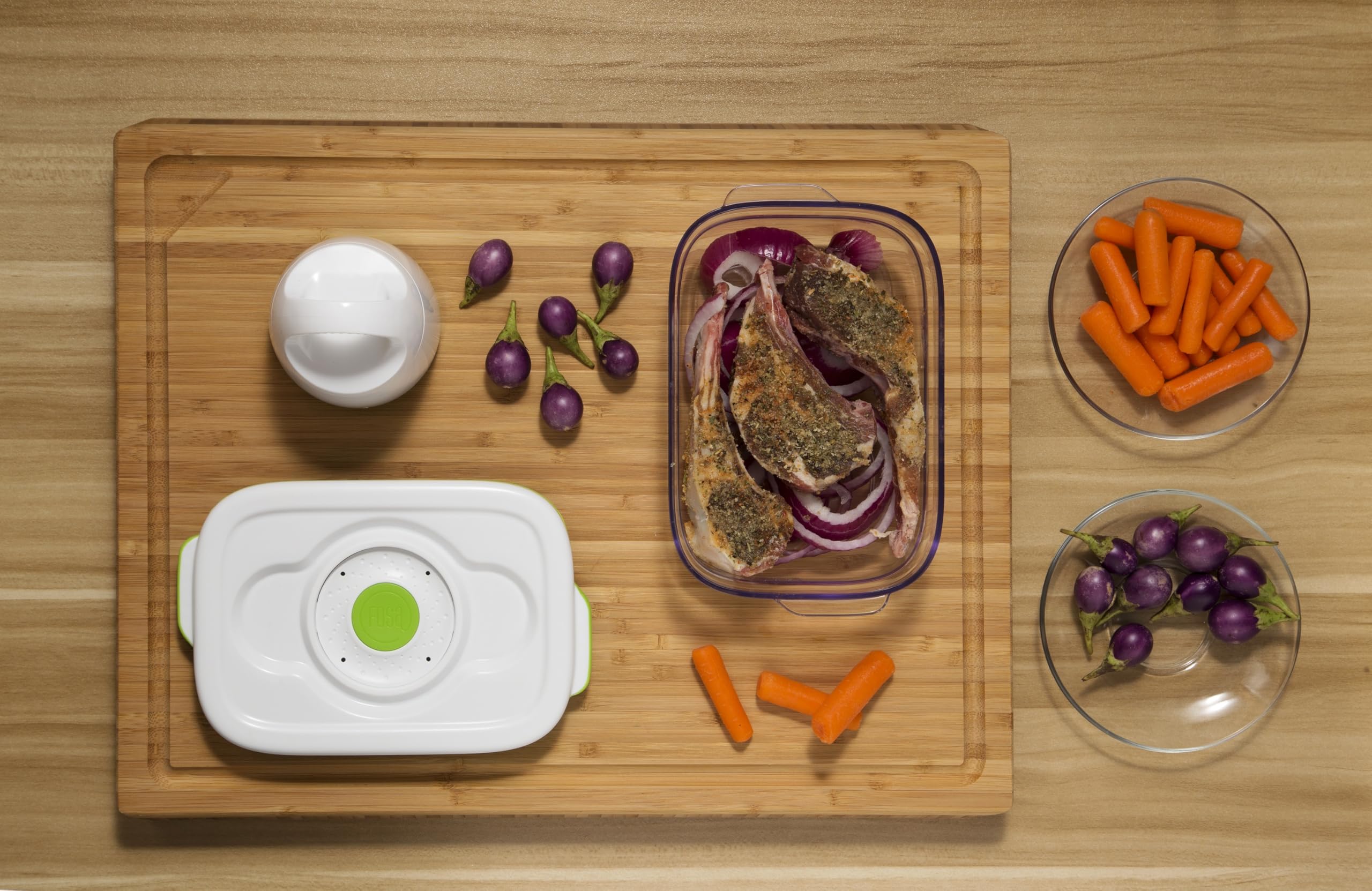 FOSA Juego de 3 Recipientes para Alimentos al Vacío 1L - Tuppers Rectangulares Herméticos para Conservar Comida Fresca - Material Libre de BPA - Compatible con Sistema (Bomba No Incluida)