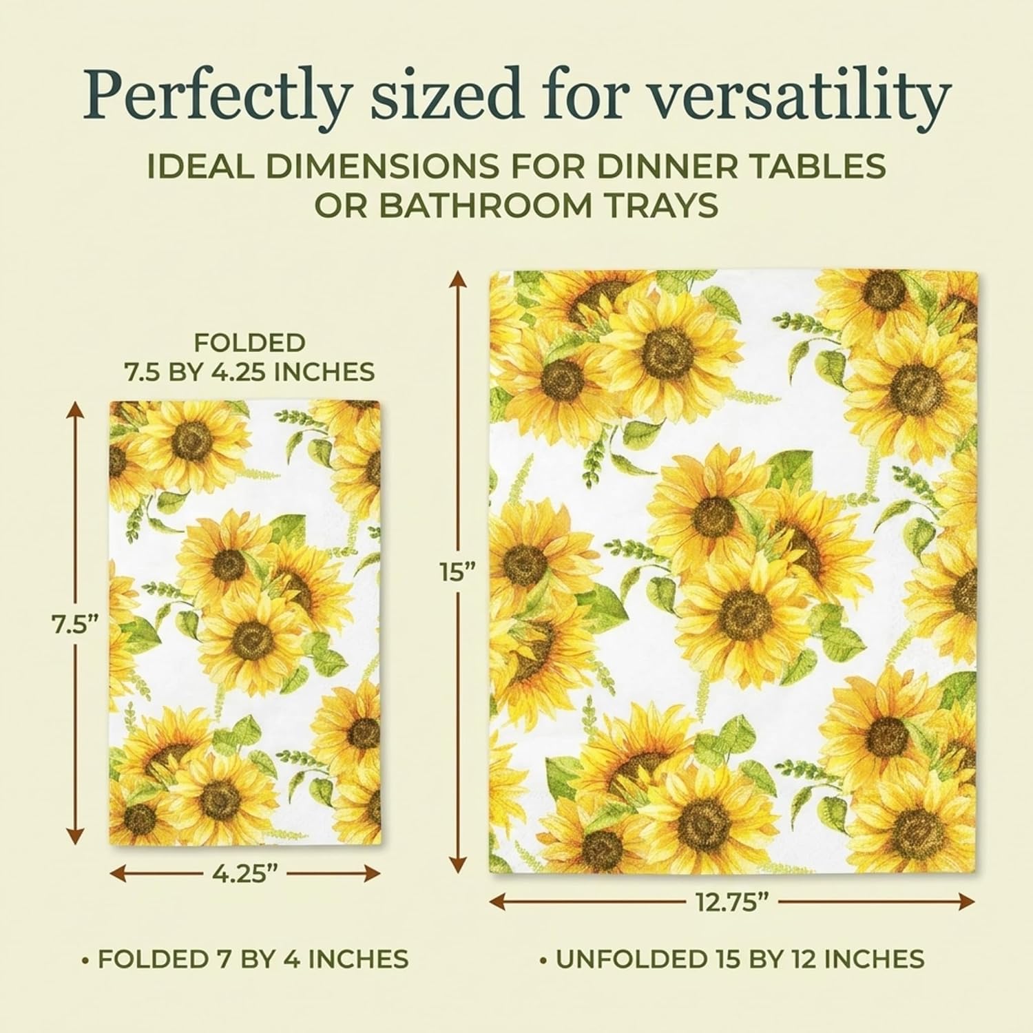 Gift Boutique Sunflower Guest Napkins 100 Pack Rustic Floral Paper Towels image 4