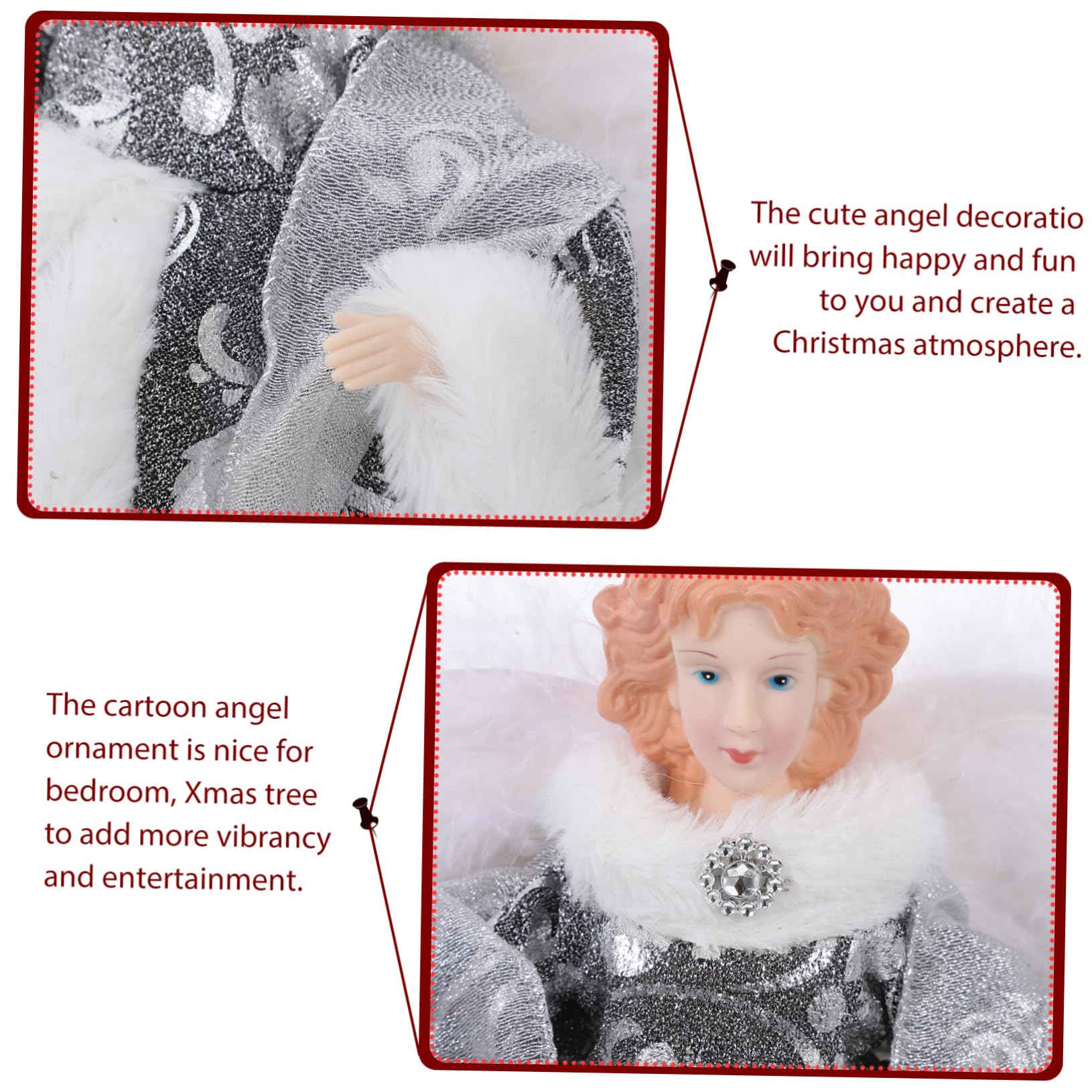 MAGICLULU Engel Baumspitze aus Stoff Cartoon-engelstatue für Weihnachten Kleine Statue als Heimdekoration Weihnachtsengelstatue für Schlafzimmer Schreibtischdekoration als Geschenk