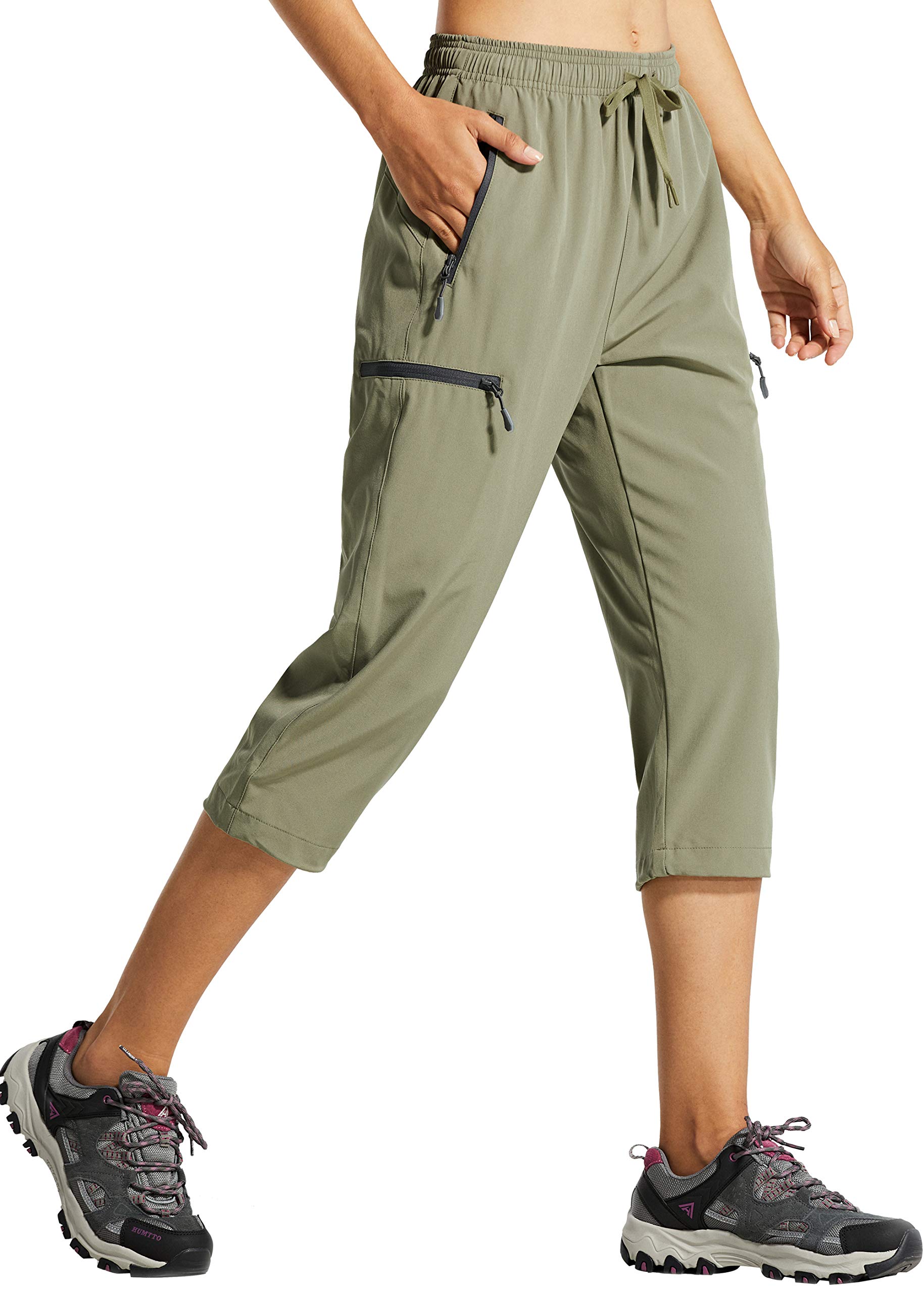 Libin Pantaloncini Trekking Capri Donna Estate Escursionismo Asciugatura Rapida Traspiranti Outdoor Running Shorts Atletico con Tasche Cerniera