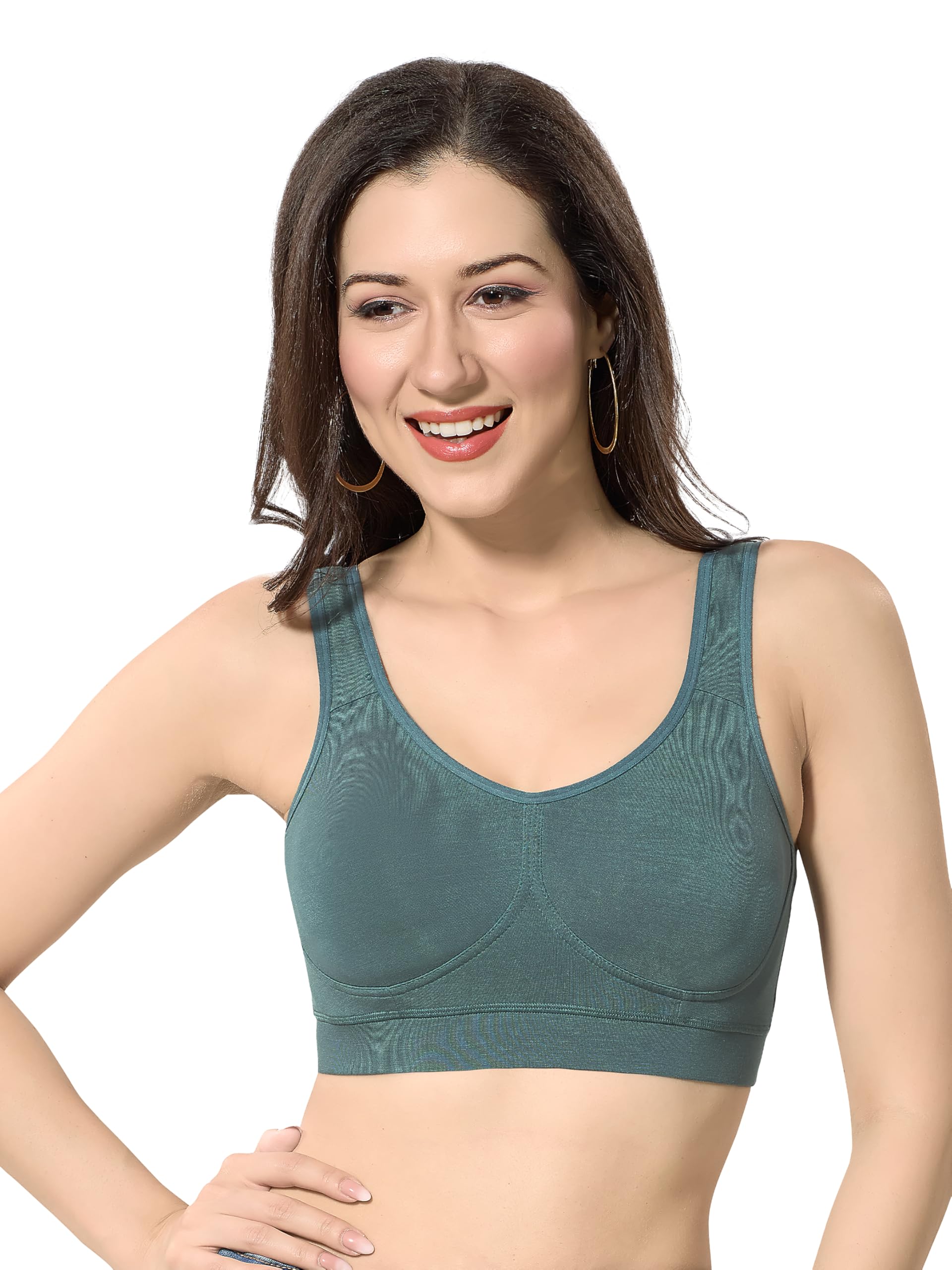 Women's Sports Bra | Wireless | Padded Bra | Modal| Comfortable for Girls & Women CS202-image-32