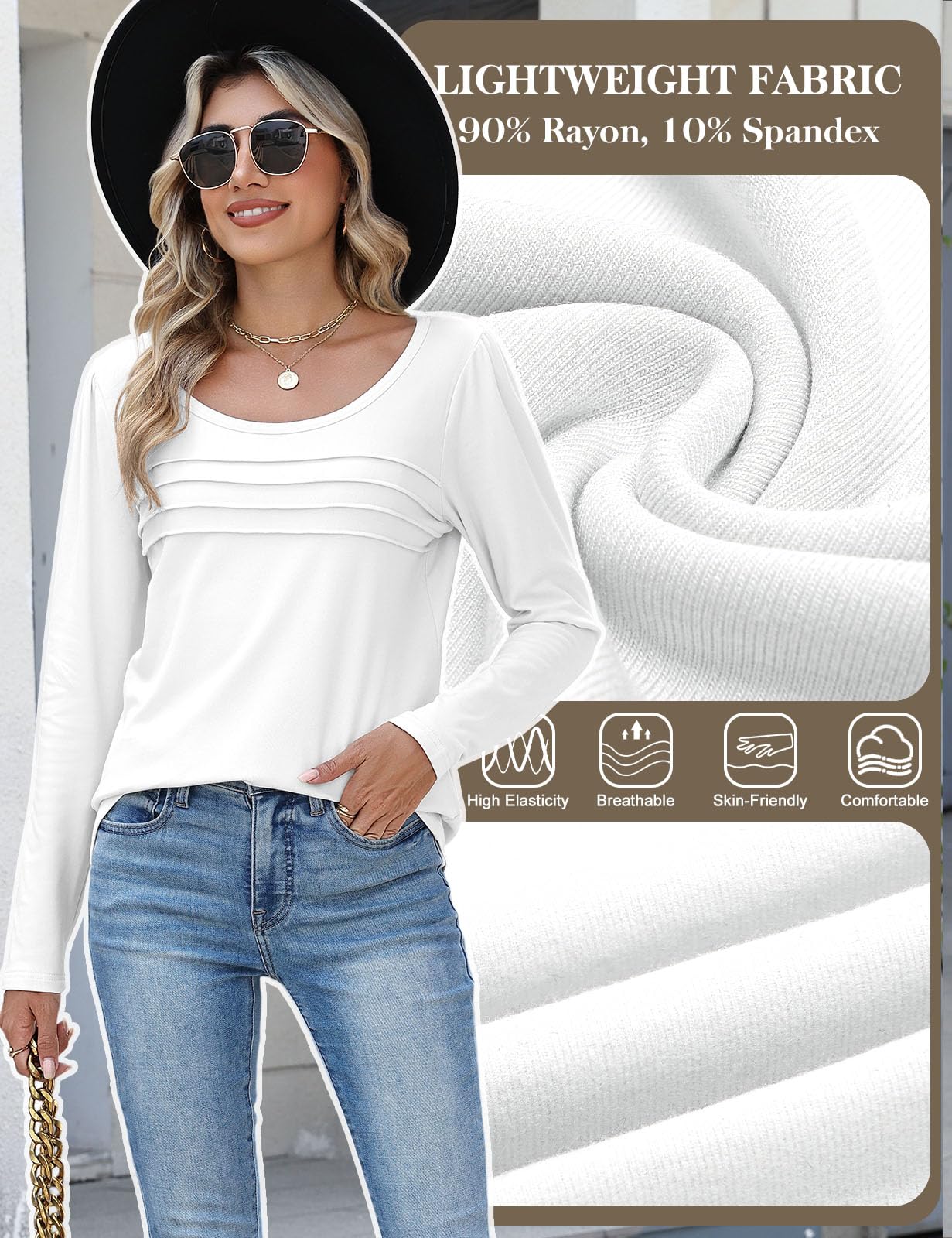 CMTOP Maglia Donna Manica Lunga Maglietta Termica Foderati in Pile Maglietta Girocollo a Maniche Lunghe Top Elegante a Pieghe Camicia Casual Autunno Invernali