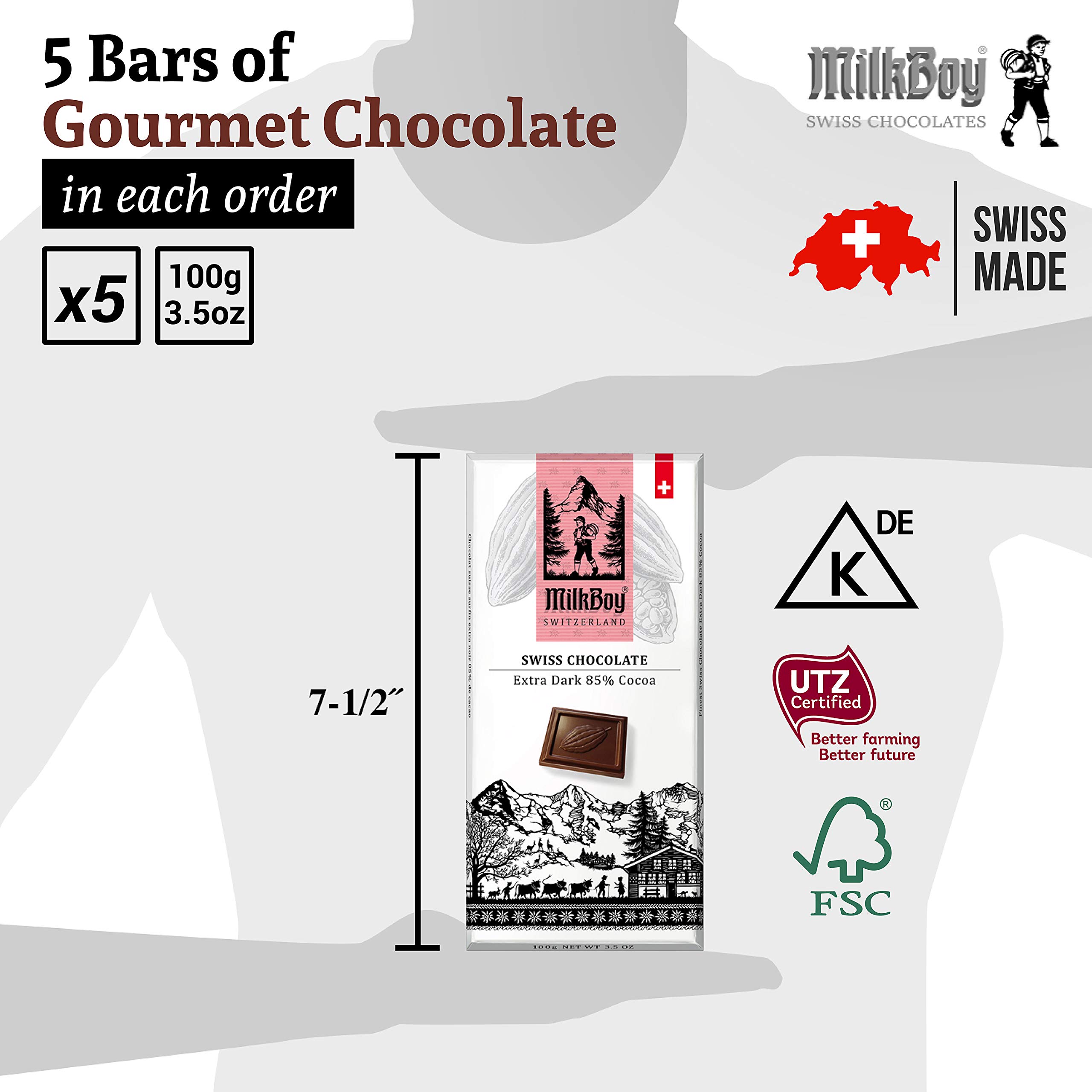Buy Milkboy Swiss Dark Chocolates 85 Dark Chocolate, Swiss