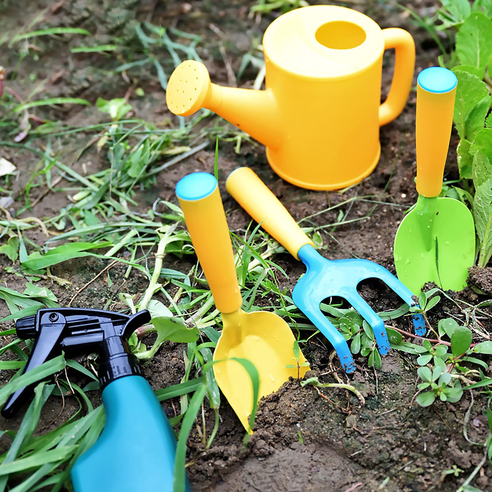 Mecctuck 23 Pièces Kit Jardinage Enfant, Outils Jardin Enfant, Outils de Jardinage pour Enfants, Jouet de Jardin Enfants avec Arrosoir,Gants,Râteau,Pelle, Déguisement Jardinie, Outils de Jardinage