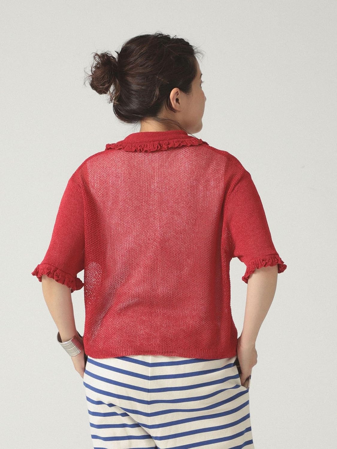 ビームスボーイ] ニットベスト 7ゲージ フリル ポロ