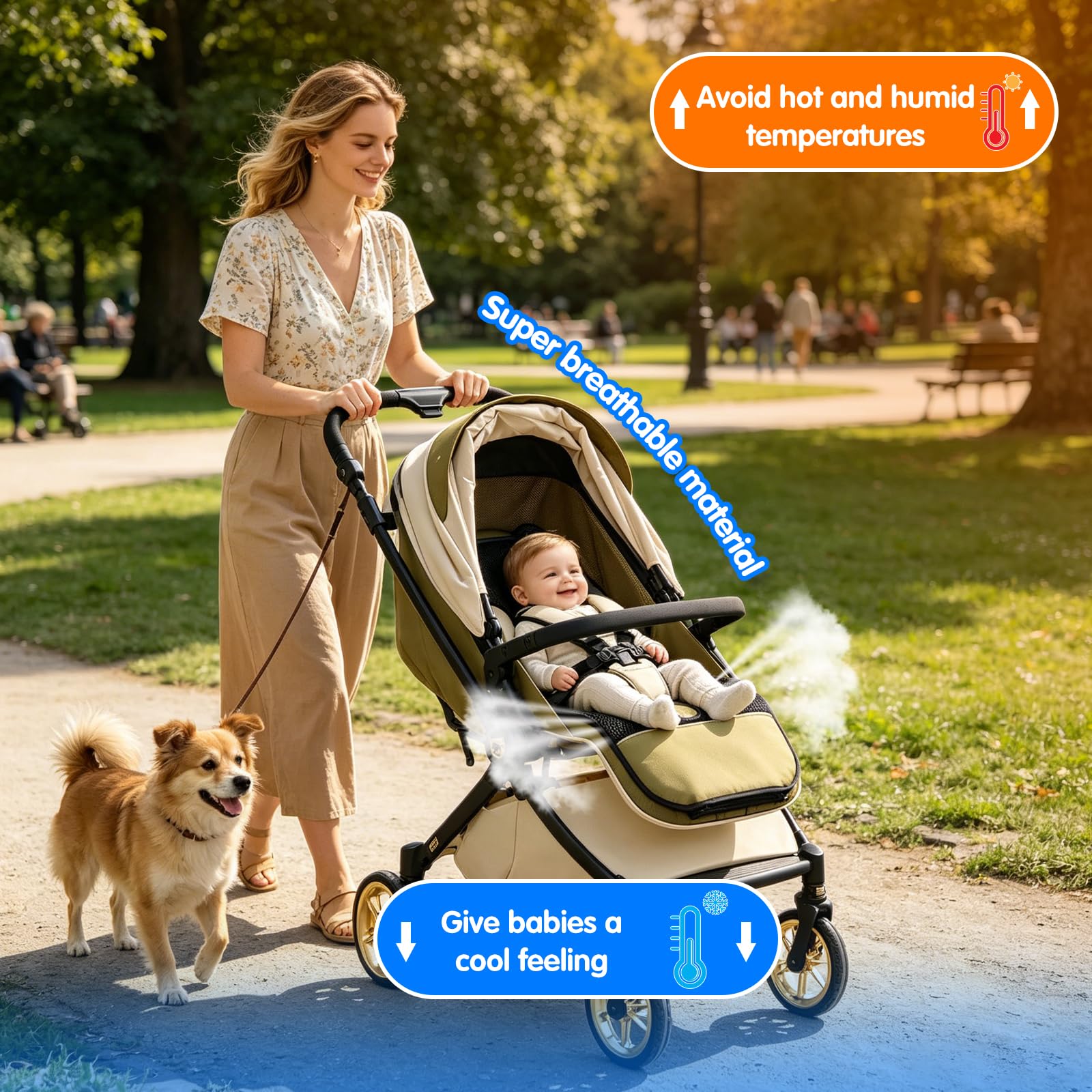 Copripasseggino Universale Estivo con Ventilatore e Filtro HEPA | Cuscino Traspirante, Timer, Compatibile con Seggiolini Auto e Sedie Alte, Per Dondoli