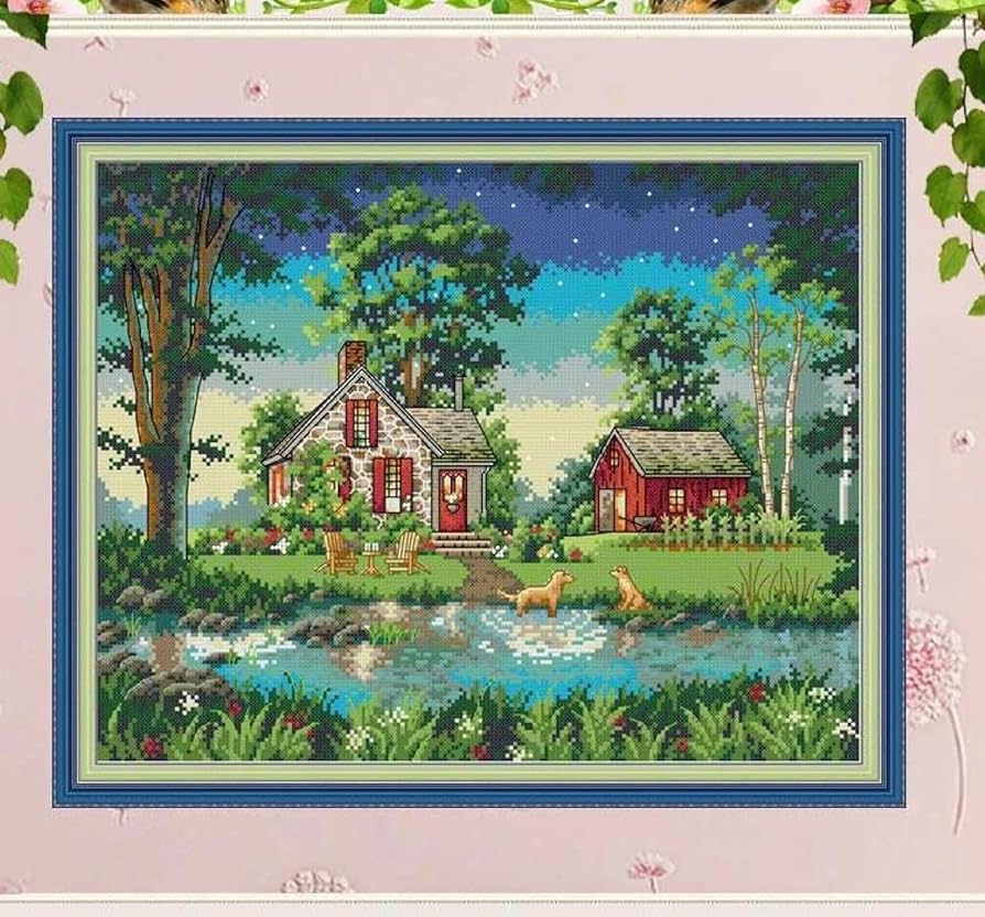 Amazon | クロスステッチ刺繍キット カントリーハウスパターン