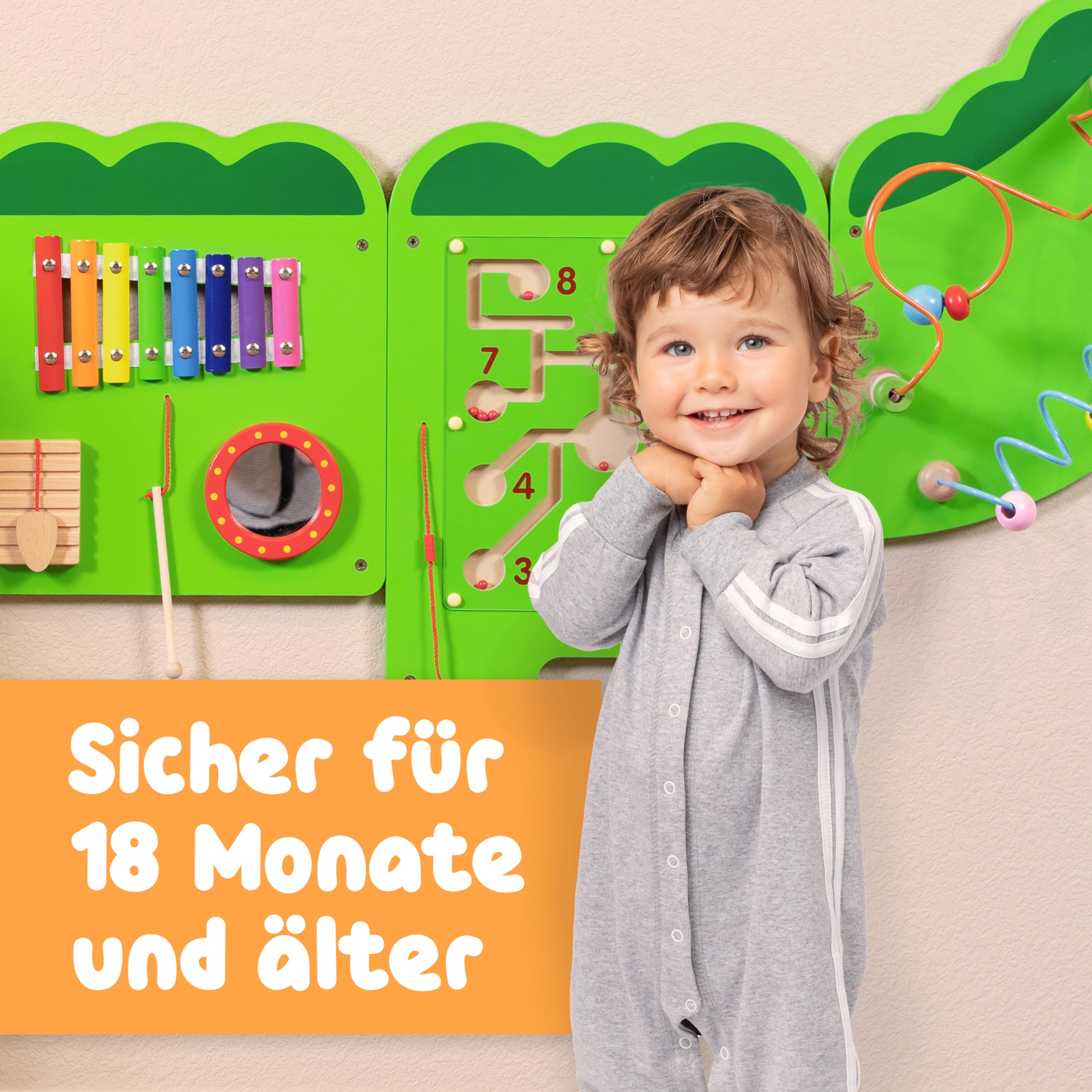SPARK & WOW Crocodile Activity Wall Panels - Alter 18M+ - Montessori Sensory Wall Toy - 11 Aktivitäten - Aktivitätsbrett - Kleinkindzimmer Dekoration