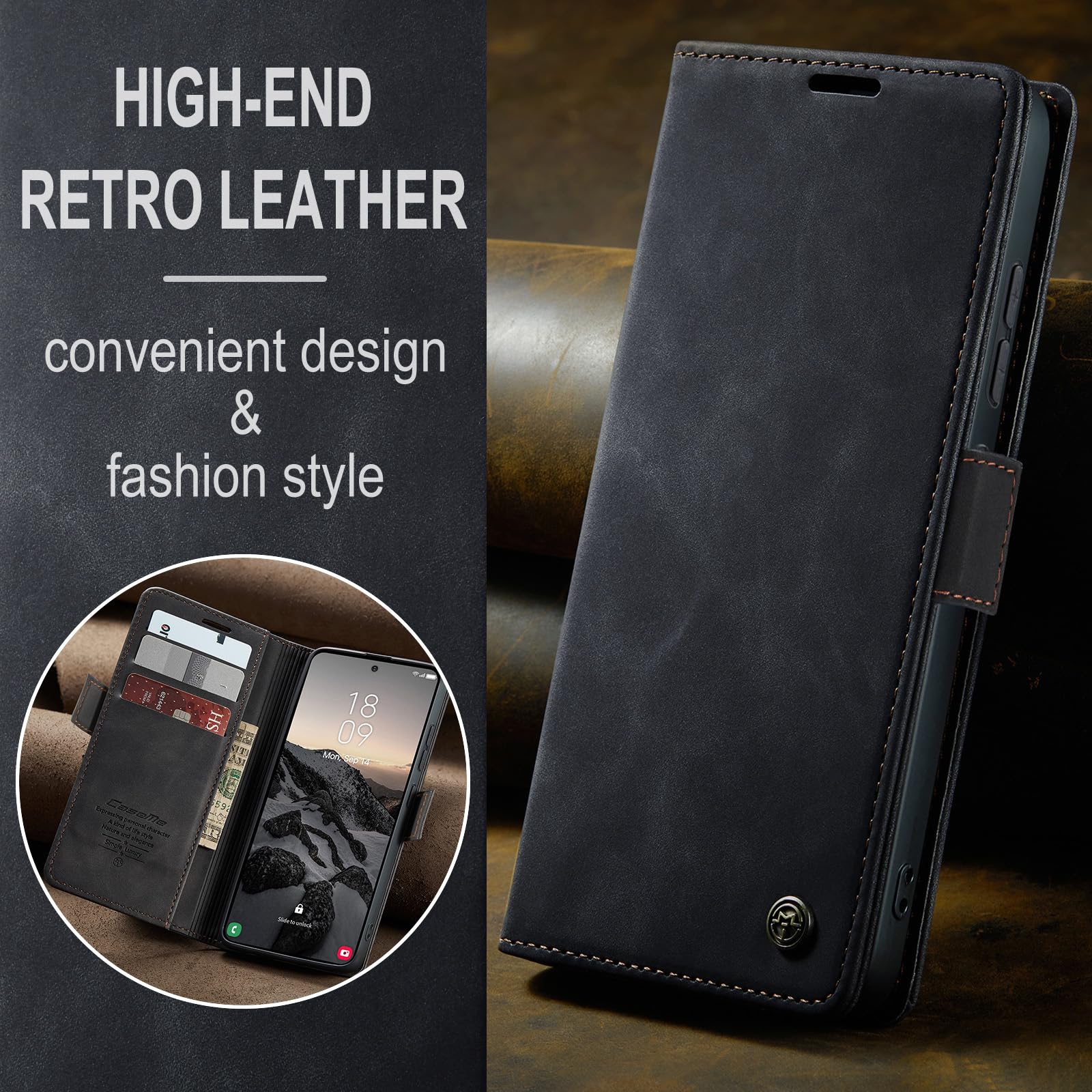 Cover per Samsung Galaxy S26 Ultra 5G, Premium PU Pelle Custodia, Magnetica Carta Fessura Portafoglio Case, Flip Cavalletto Custodia per Samsung Galaxy S26 Ultra - Nero