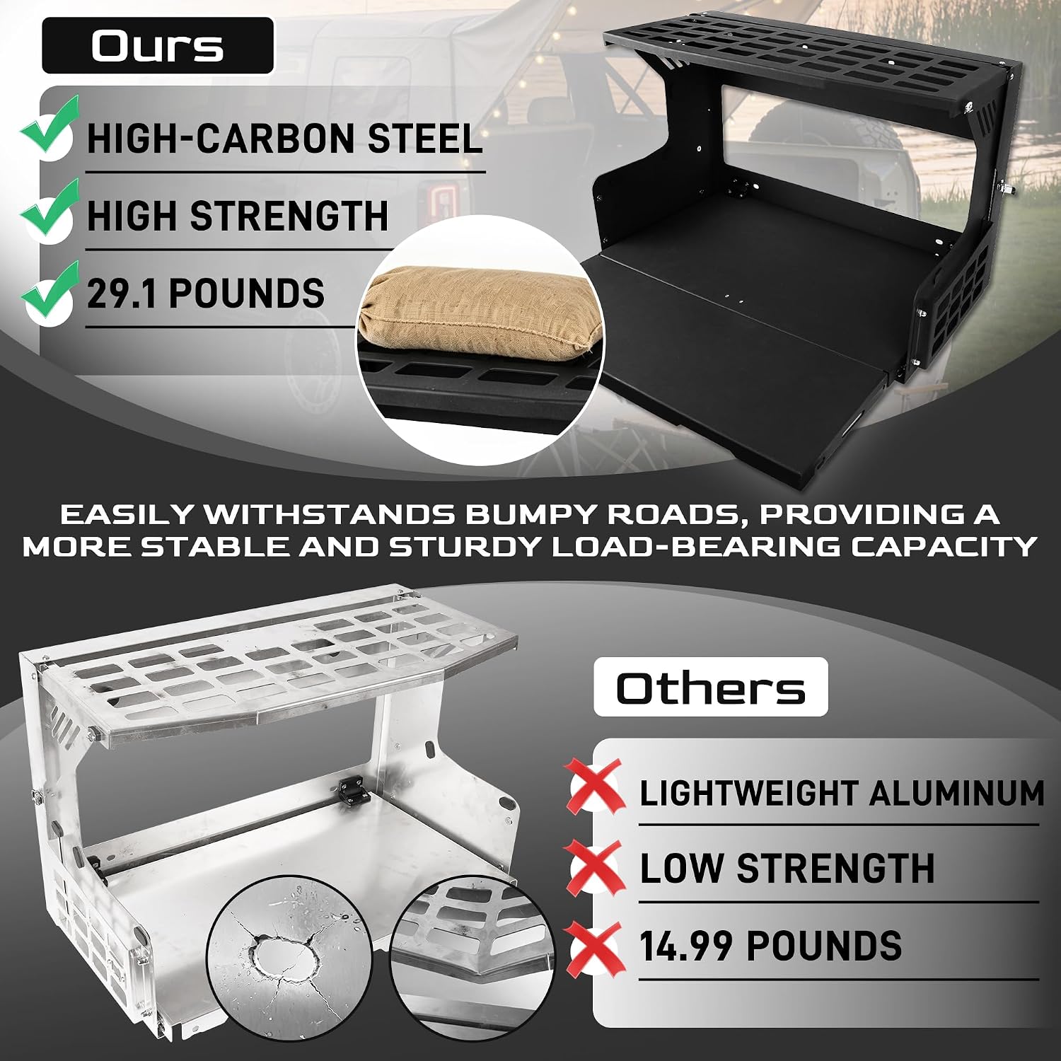 Tailgate Table for 2021–2026 Ford Bronco 2/4-Door Foldable Rear Cargo Shelf image 3