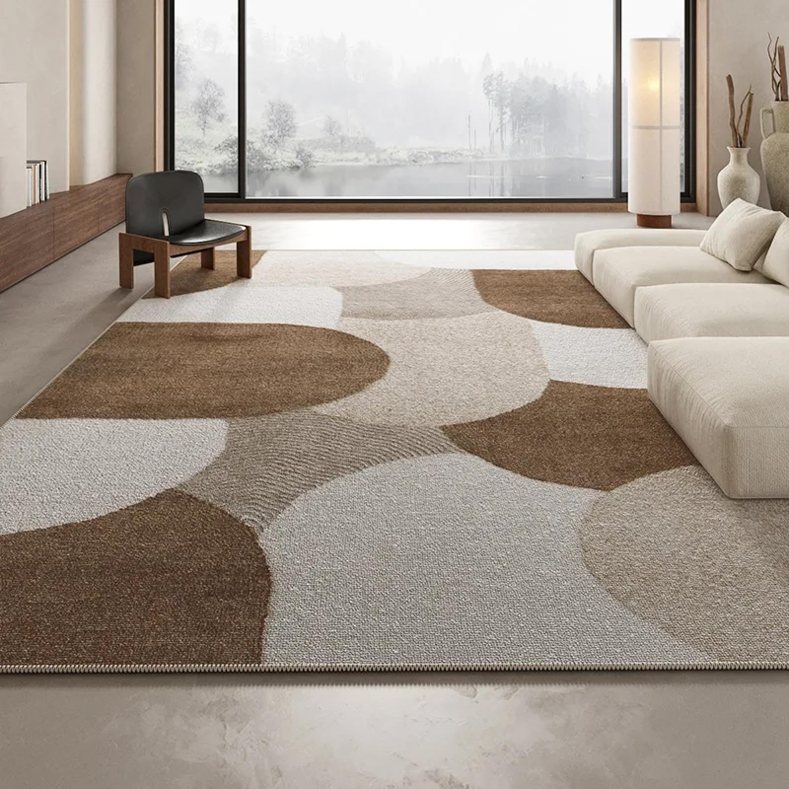 Tapis de salon luxueux marron 1200x1600 mm style antique