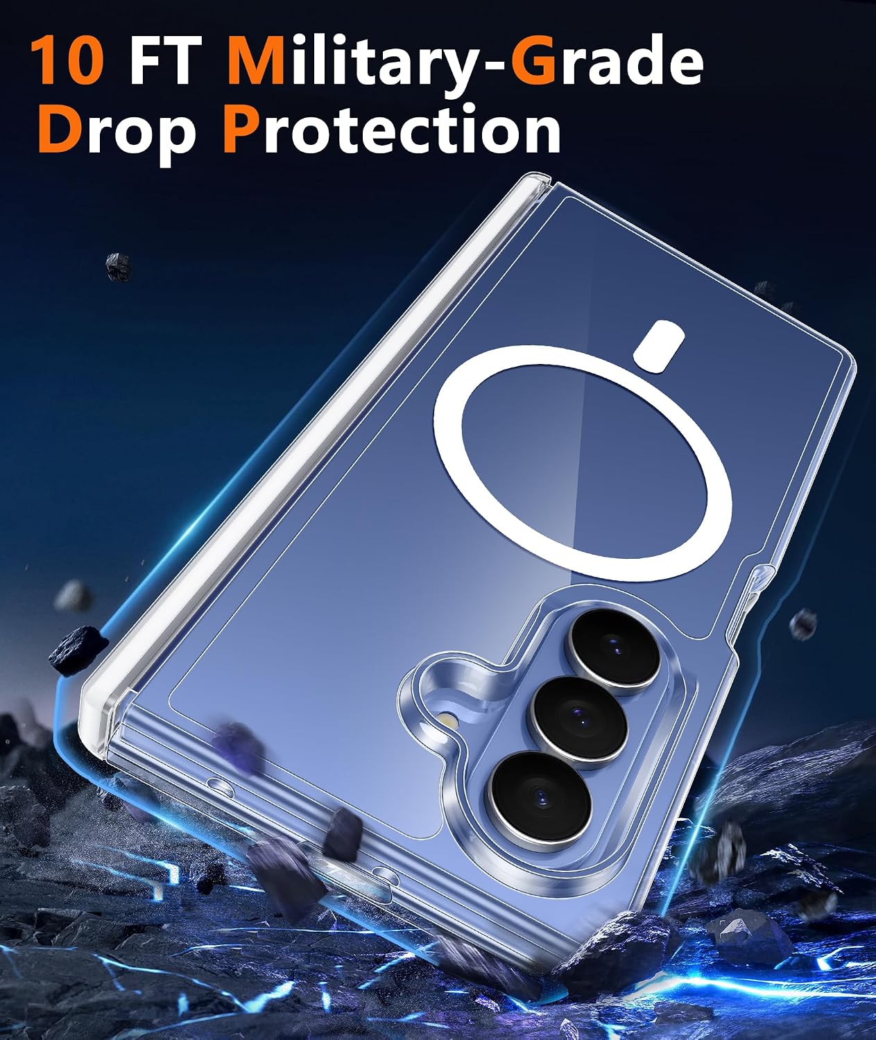 FNTCASE for Samsung Galaxy Z-Fold-8-Ultra Case: for Z Fold 7 Phone Cases with Hinge Protection & Screen Protector Magnetic Clear Cell Cover Anti Yellowing Rugged Shockproof Protective Bumper(A-Clear)