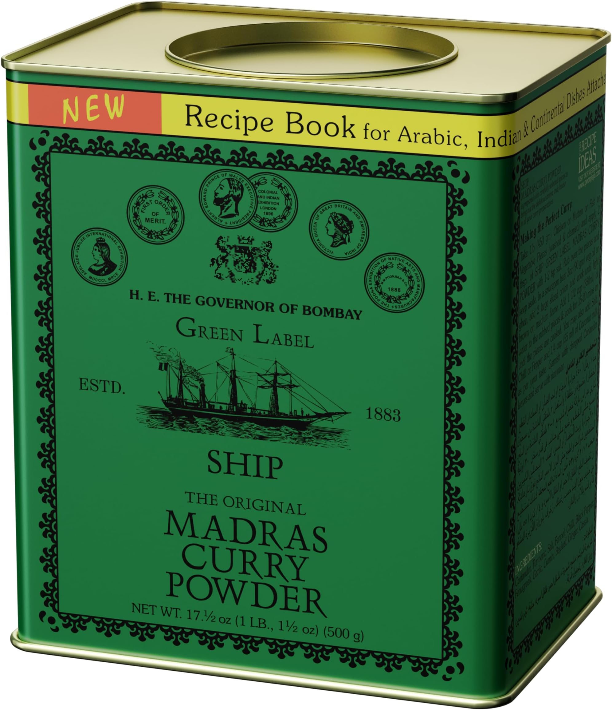 SHIP Madras Curry Powder 500g | Authentic Indian Curry Masala Powder Blend with 15+ Spices | Sabzi, Biryani, Garam Masala & Chicken Curry Powder | Indian Spice Mix | Airtight Tin + Recipe Book