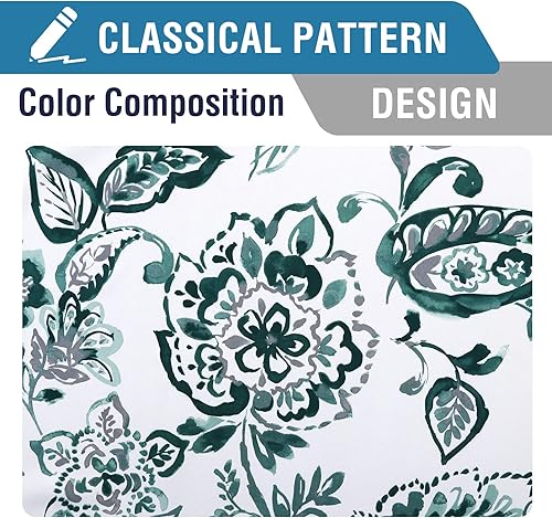 Miniatura 3 de H.VERSAILTEX - Cortinas 100% blackout con estampado floral de cachemira, 84 pulgadas de largo, cortinas térmicas con ojales y forro negro para