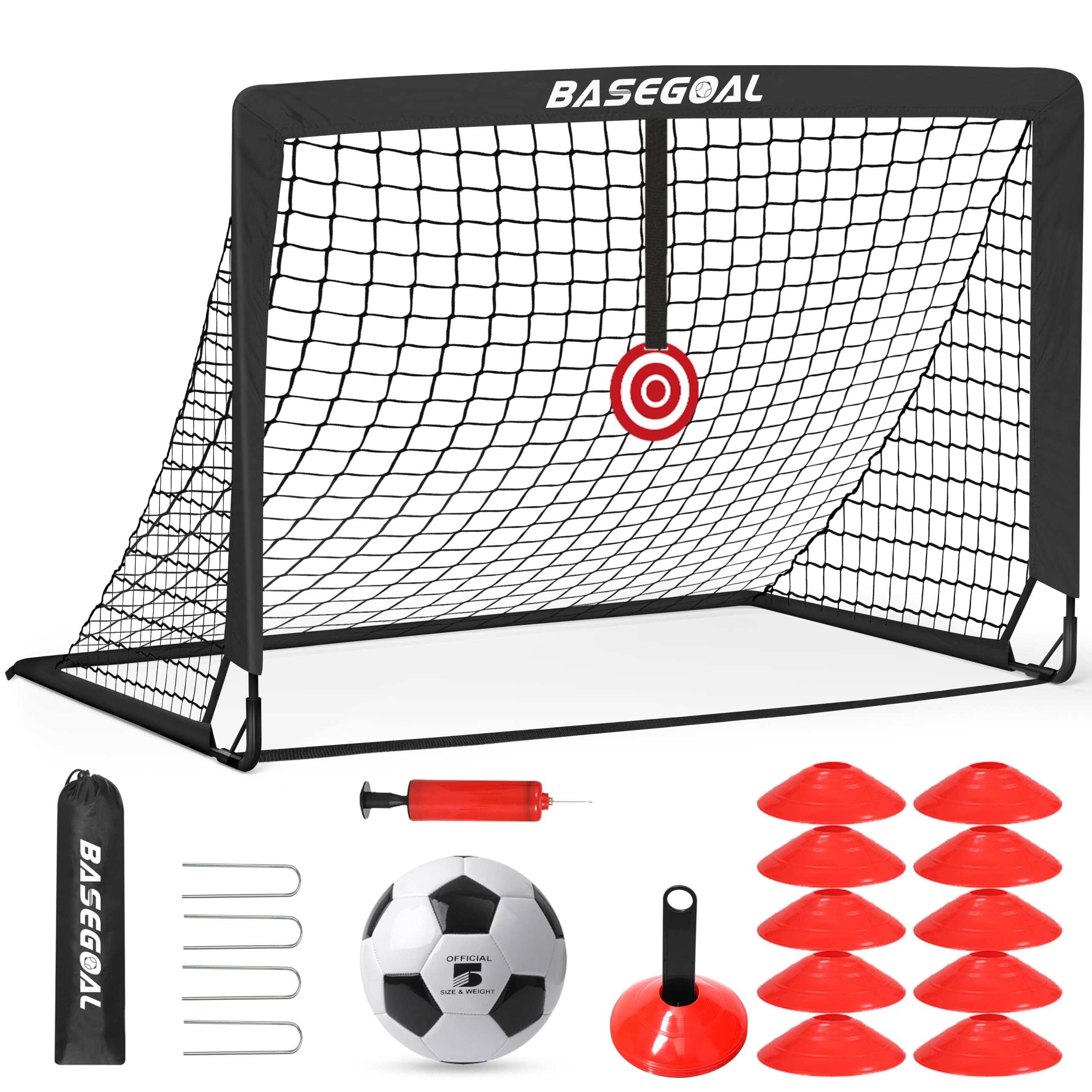Fußballtore für Garten 150x120cm, inkl. Fußball, Bullseye, Fußballhütchen