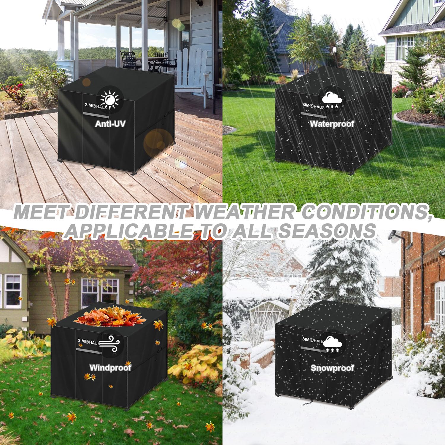 Abdeckung Gartenmöbel Tischabdeckung Outdoor Wetterfest Schutzhülle Gartentisch Klein Abdeckung Gartentisch Wasserfest Gartenmöbel Abdeckung für Feuerstelle 420D Oxford Gewebe 85x85x80cm