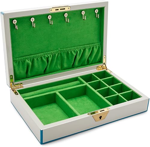 Jonathan Adler Joyero lacado, blancoazulverde