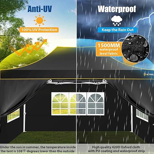 Miniatura 5 de HOTEEL Carpa Emergente de 10 x 15 para Fiestas, Carpa Resistente de Fácil Instalación con 4 Paredes Laterales, Gazebo Instantáneo Comercial al Aire