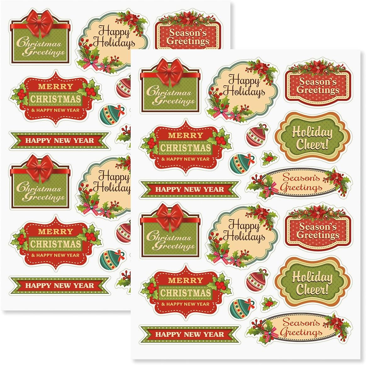 Vintage Christmas Stickers Two 81/2" x 11" Sheets
