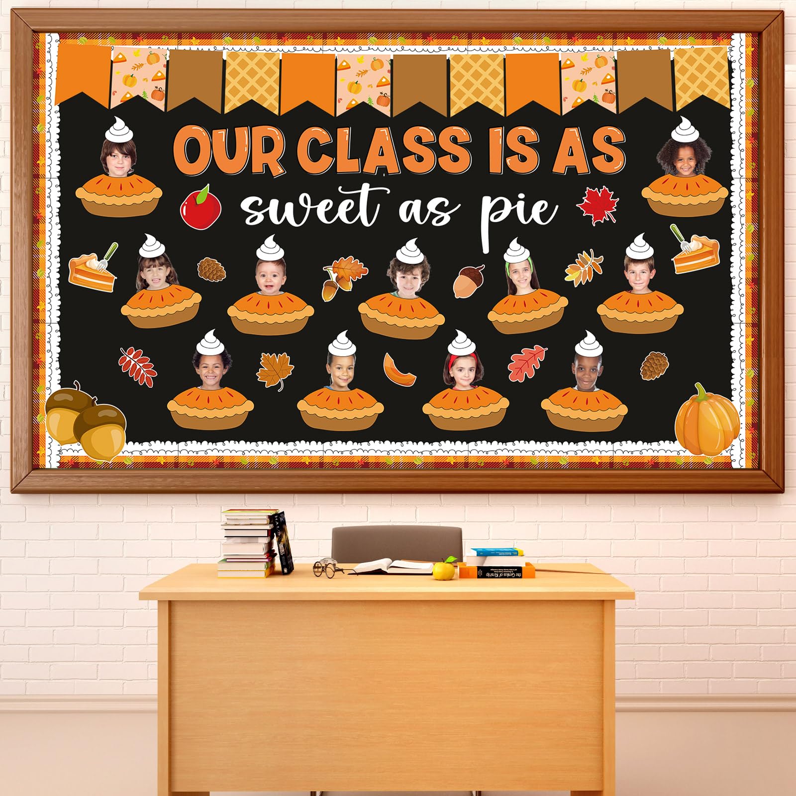 Fall Bulletin Board Decorations Set Thanksgiving Pie Paper Cutouts Autumn DIY Photo Craft for Classroom Holiday School Home Office Wall Decor