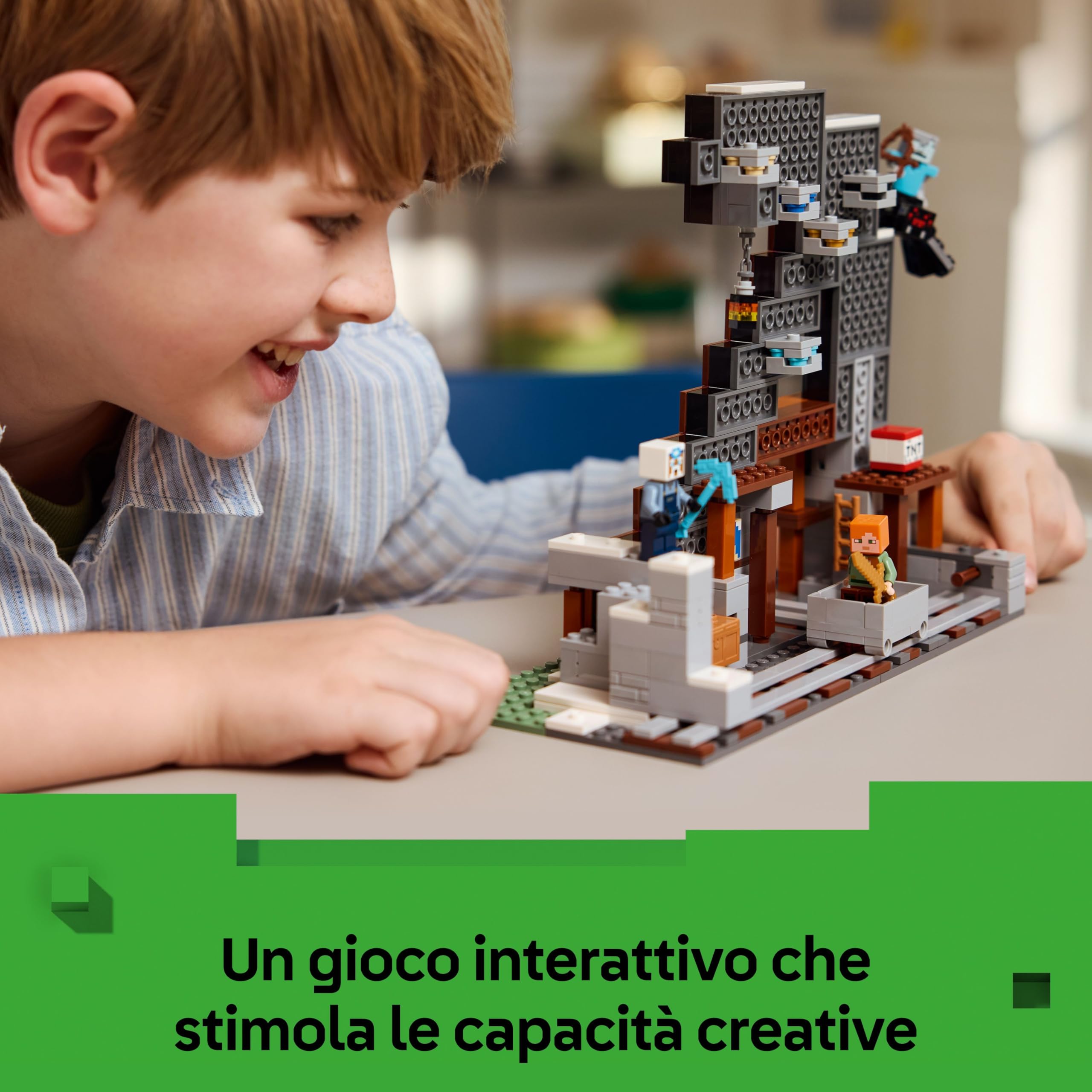 LEGO Minecraft La Miniera delle Piccozze - Giocattolo Interattivo da Costruire con Figure di Alex, Minatore e Cavalcatore di Ragno - Regalo per Gamer, Bambini e Bambine da 8 Anni da Collezione - 21277 | Giocattolo interattivo, Alex, Miner & Stray Spider J