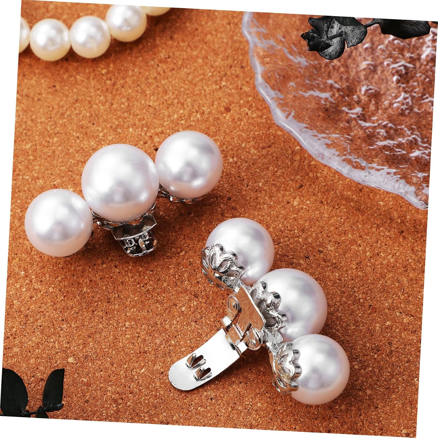 CALLARON Shoe Decorations Silver Shoe Charm Decor Shoe Decors Shoe Clips for Pumps Imitation Pearls