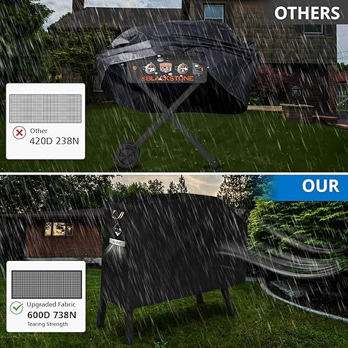 Miniatura 6 de KINGLY Cubierta de parrilla para Blackstone de 22 pulgadas con capucha y soporte, súper duradera, resistente al agua, para parrilla Blackstone de 17